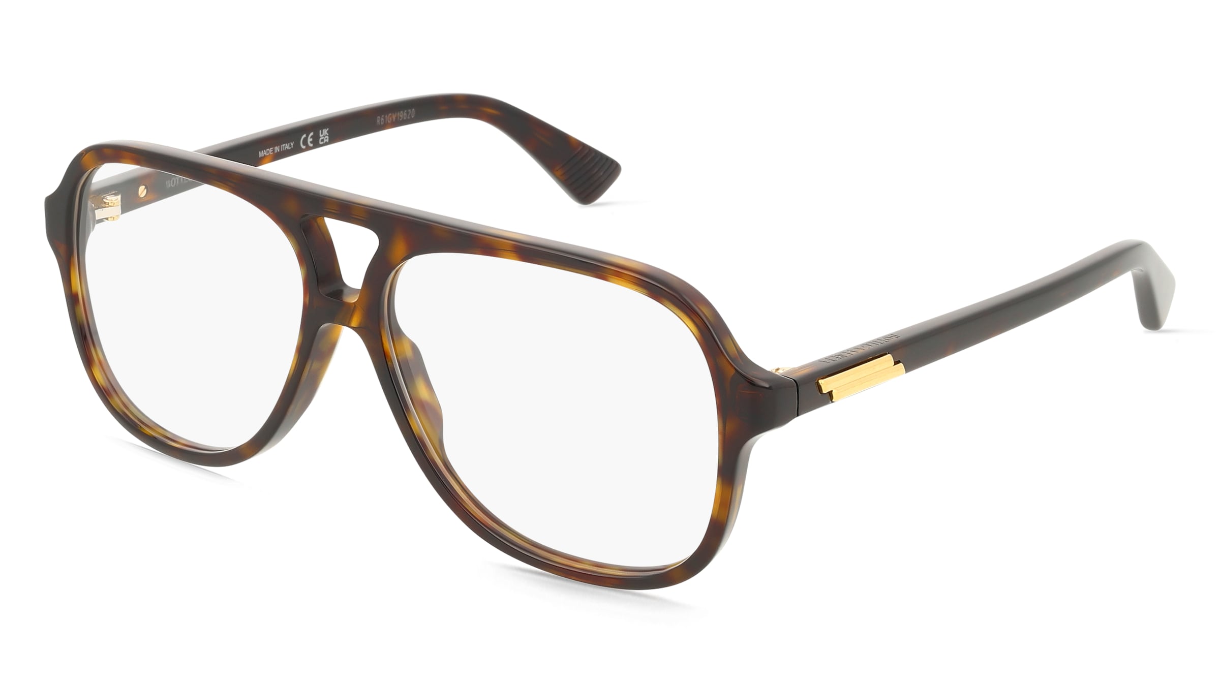 Bottega Veneta BV1417O Unisex-Brille inkl. Gläser Vollrand Pilot Acetat-Gestell 56/13/145, Havanna