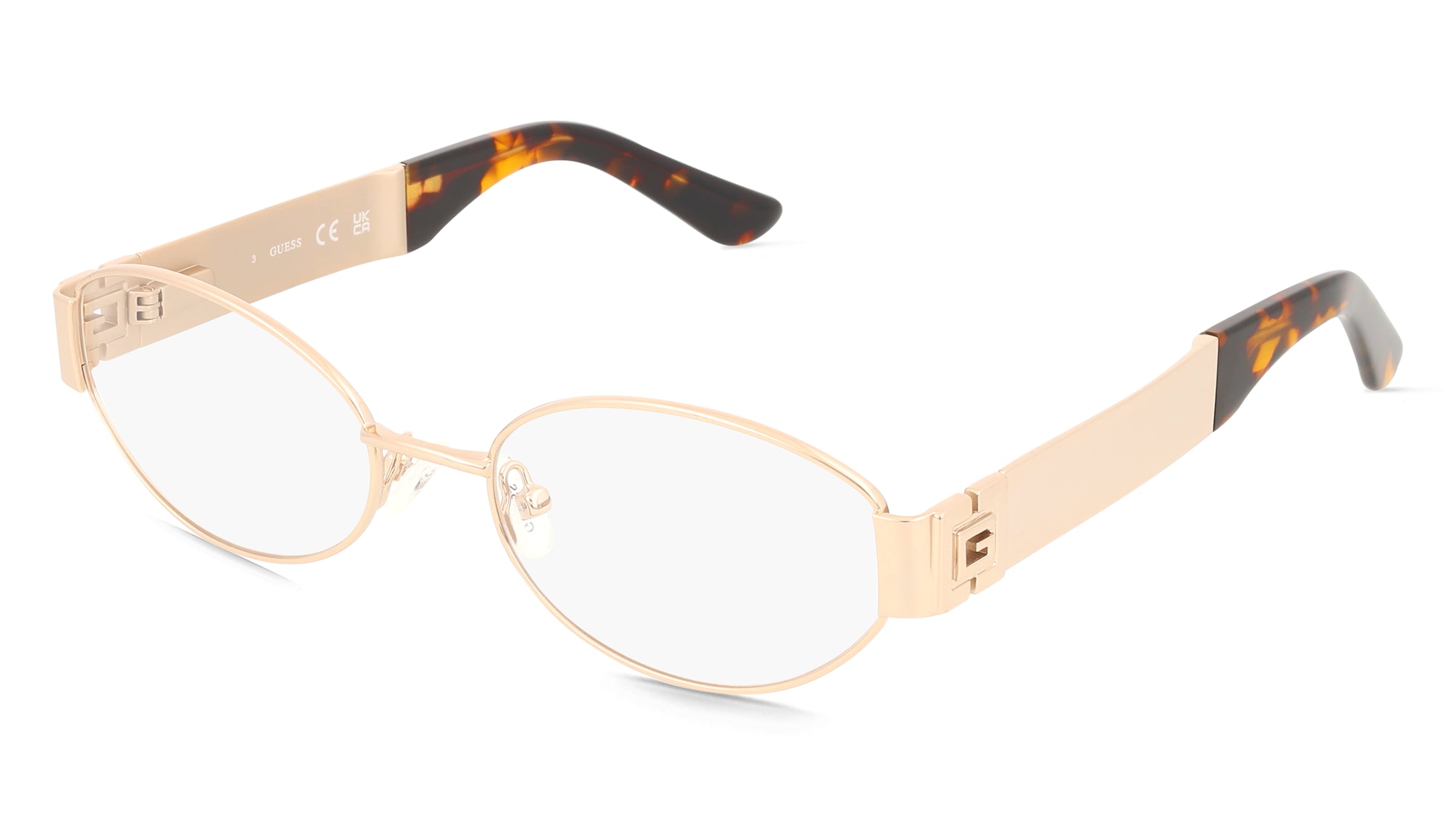 Guess GU50314 Damen-Brille inkl. Gläser Vollrand Oval Metall-Gestell 52/18/135, Gold