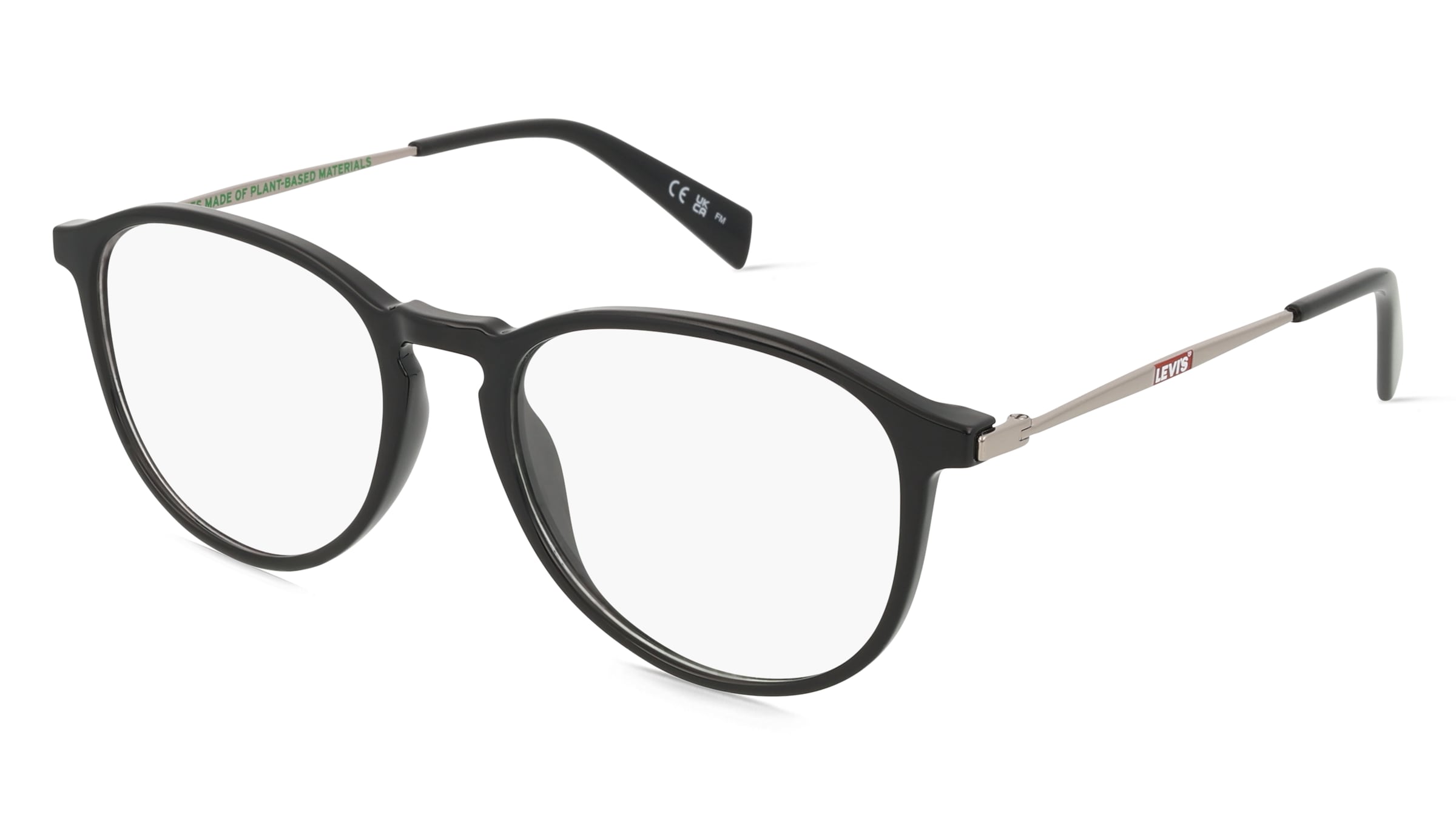 Levi's LV 1057 Unisex-Brille inkl. Gläser Vollrand Rund Kunststoff-Gestell 51/18/140, Schwarz