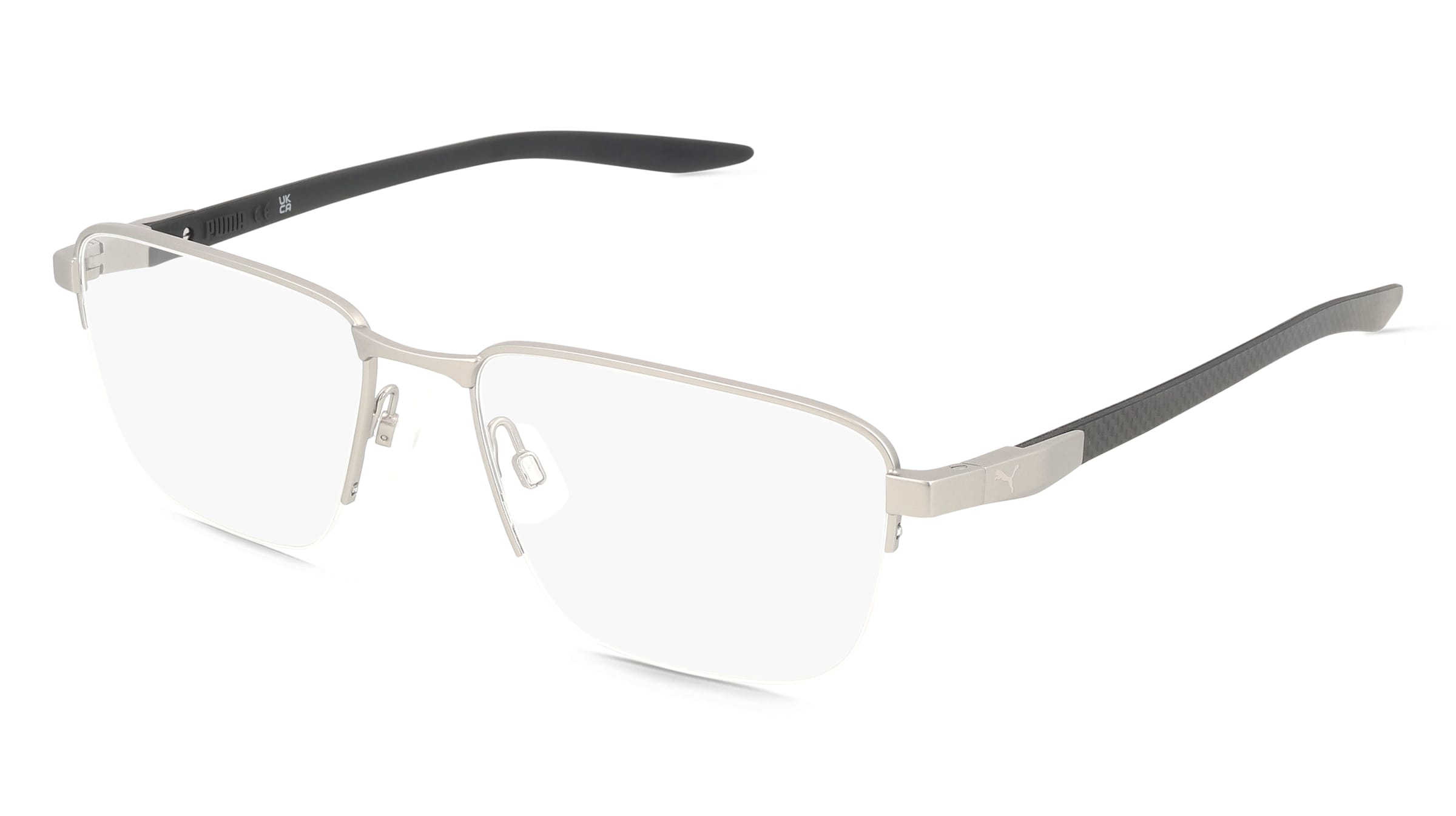 Puma PU0456O Unisex-Brille inkl. Gläser Vollrand Quadratisch Metall-Gestell 57/18/145, Grau