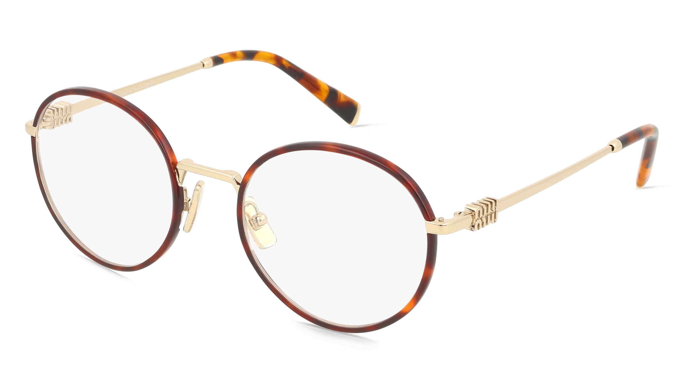 Miu Miu MU52XV Damen-Brille inkl. Gläser Vollrand Rund Metall-Gestell 52/20/140, Havanna