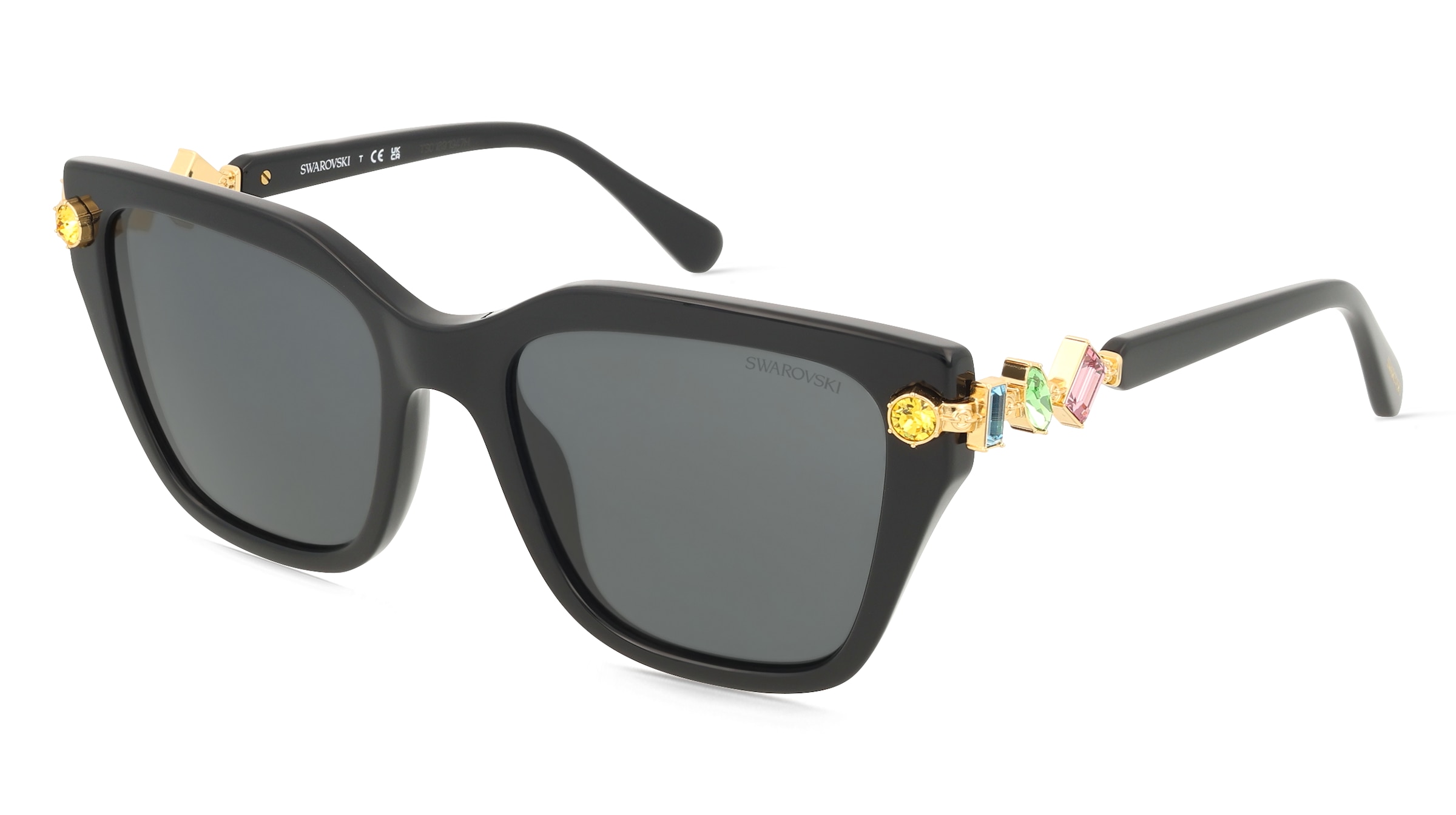 Swarovski SK6041 Damen-Sonnenbrille Vollrand Geometrisch Acetat-Gestell, Schwarz