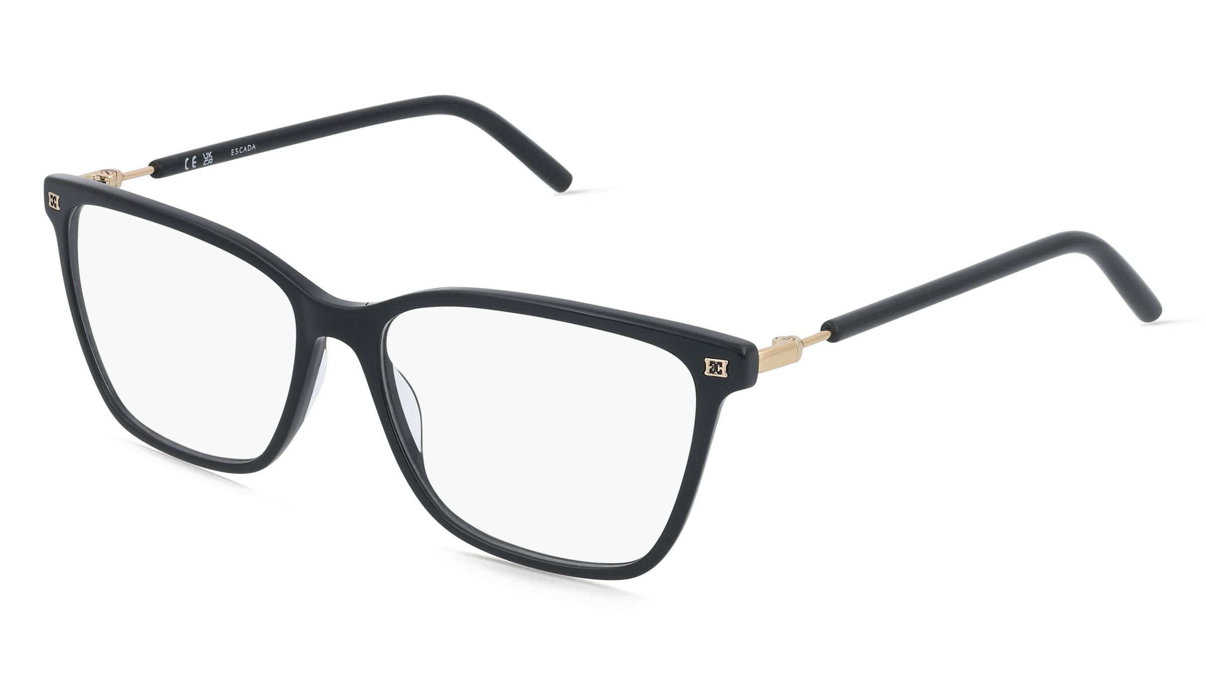 Escada VESG34 Damen-Brille inkl. Gläser Vollrand Quadratisch Kunststoff-Gestell 55/15/135, Schwarz