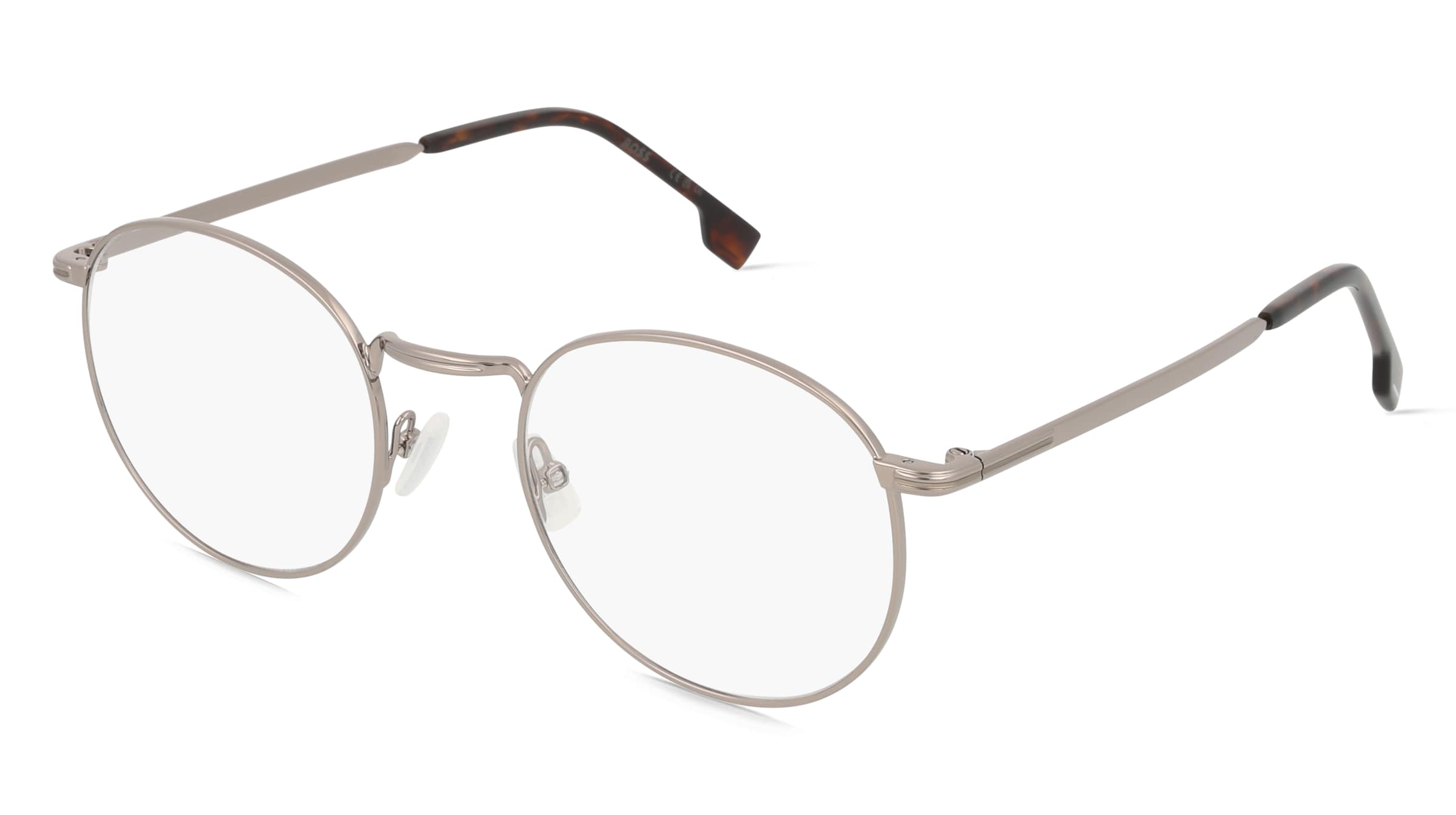 Boss 1605 Herren-Brille inkl. Gläser Vollrand Rund Metall-Gestell 50/21/145, Silber