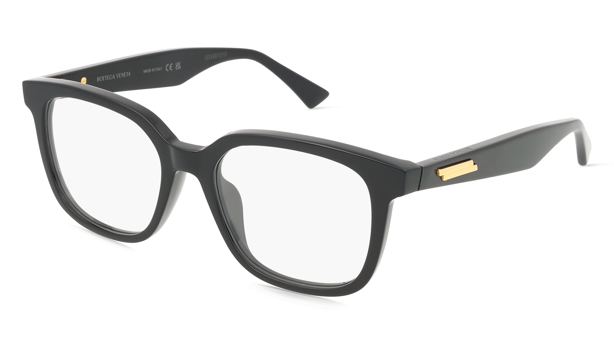 Bottega Veneta BV1334OA Unisex-Brille inkl. Gläser Vollrand Quadratisch Acetat-Gestell 52/18/145, Schwarz