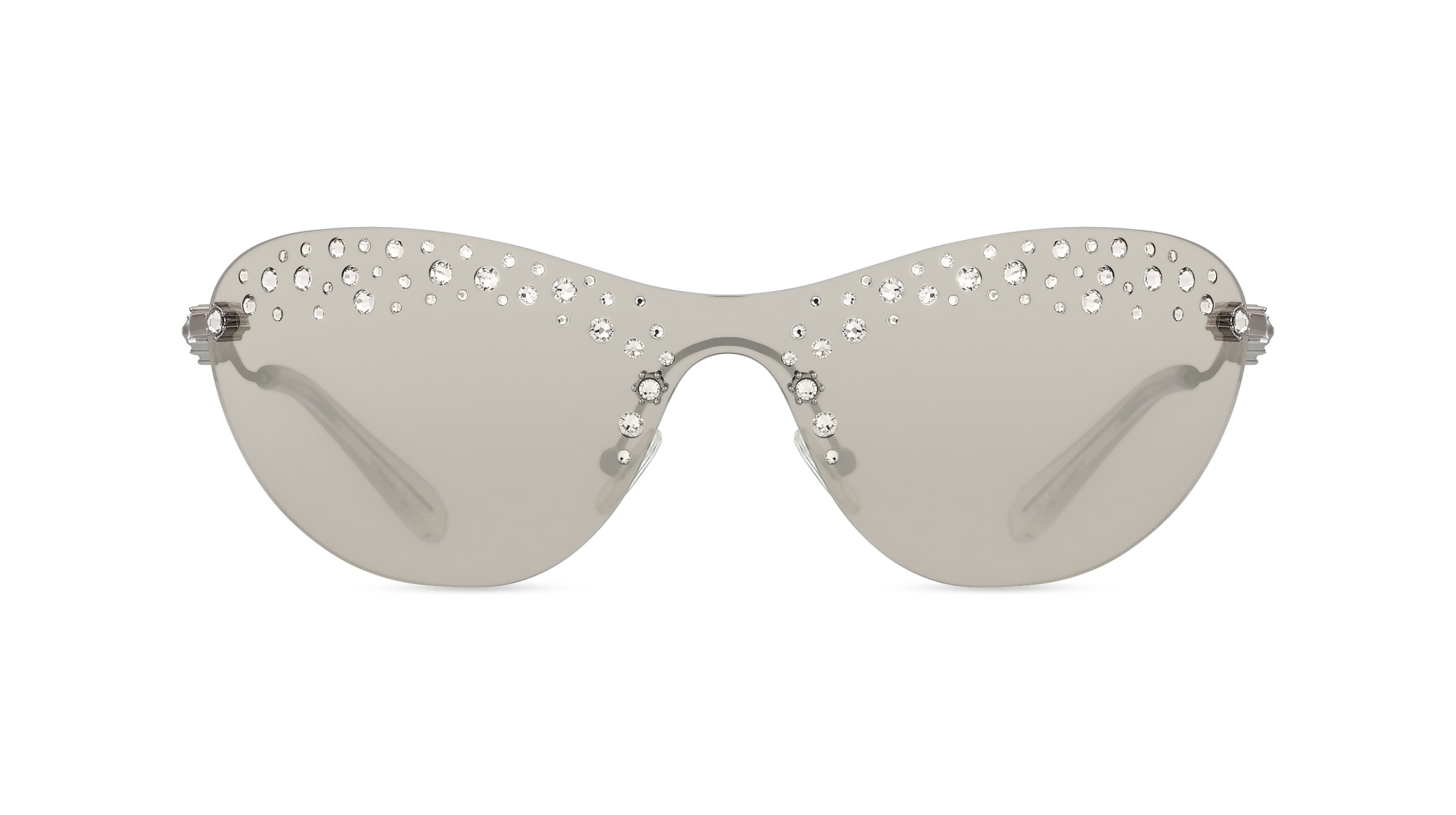 Swarovski 0SK7023 Damen-Sonnenbrille Randlos Eckig Metall-Gestell, grau