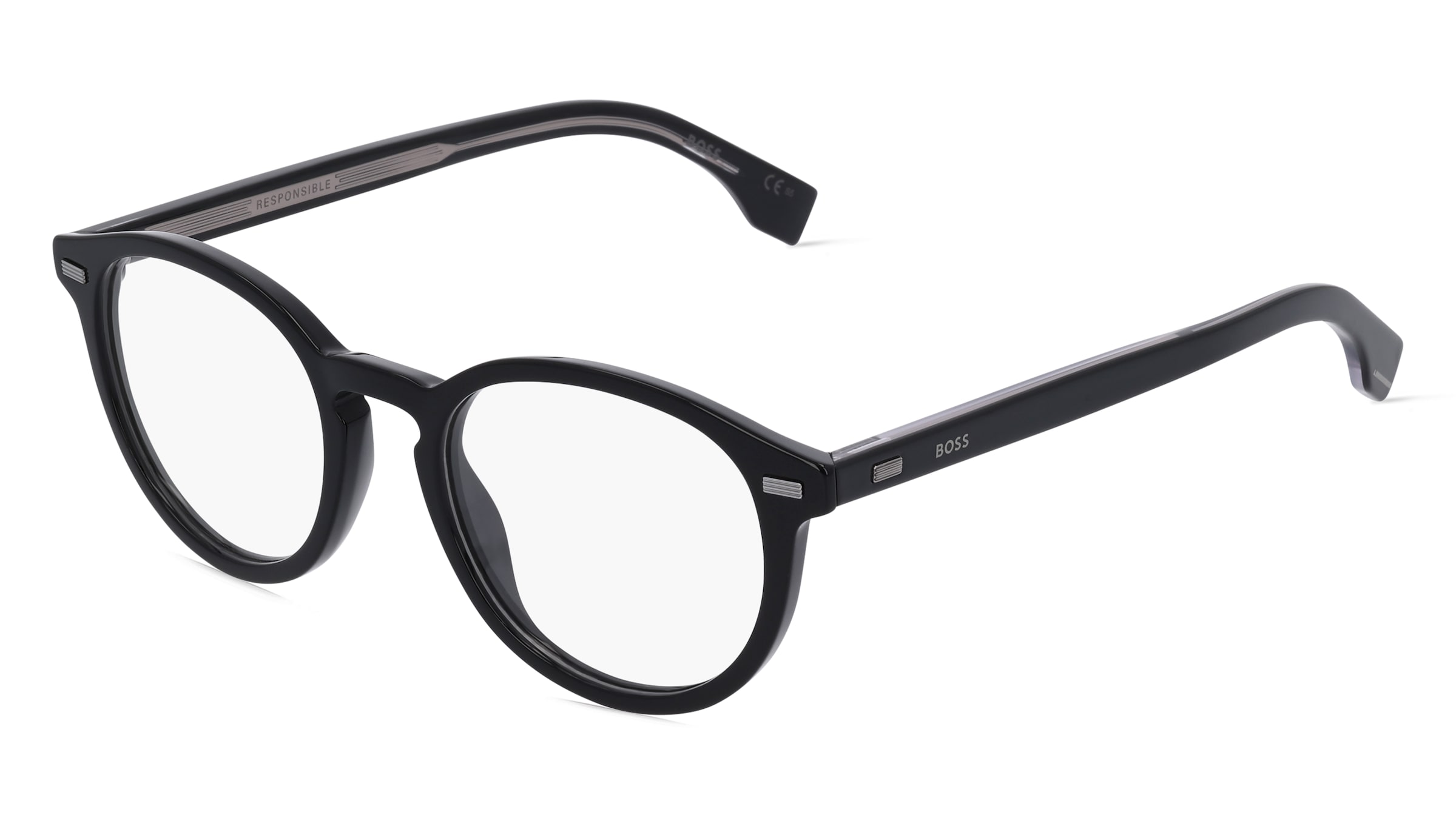 Boss 1367 Herren-Brille inkl. Gläser Vollrand Panto Acetat-Gestell 50/20/145, Schwarz