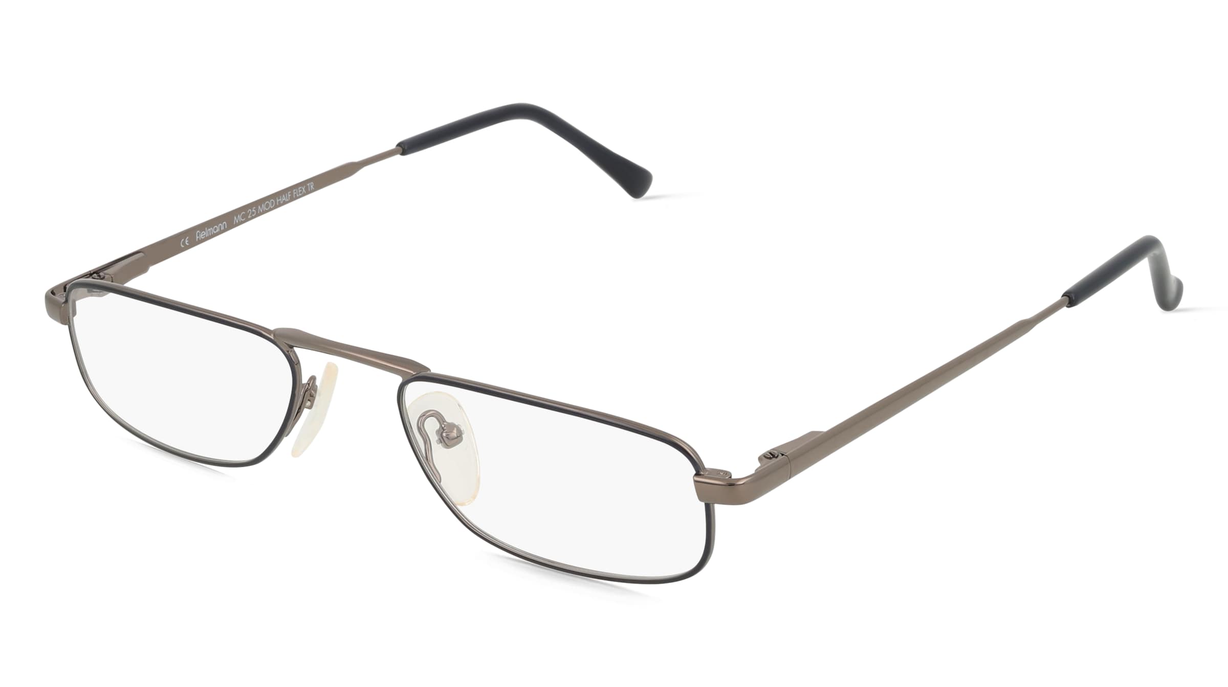 Fielmann MC 25 MOD HALF FLEX TR Herren-Brille inkl. Gläser Vollrand Halb Metall-Gestell 51/20/145, Grau