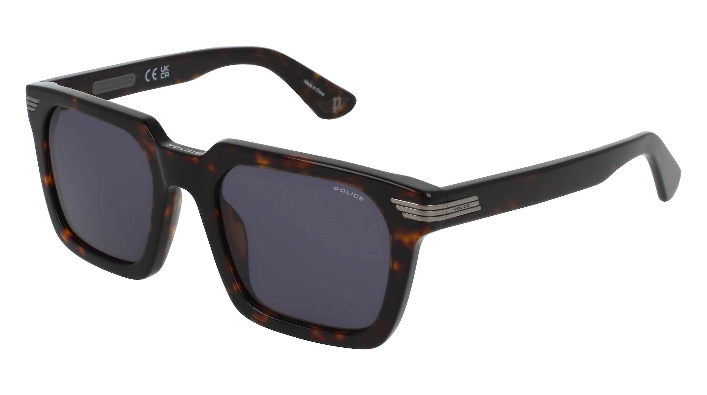 Police SPLP29 Unisex-Sonnenbrille Vollrand Quadratisch Acetat-Gestell, Havanna
