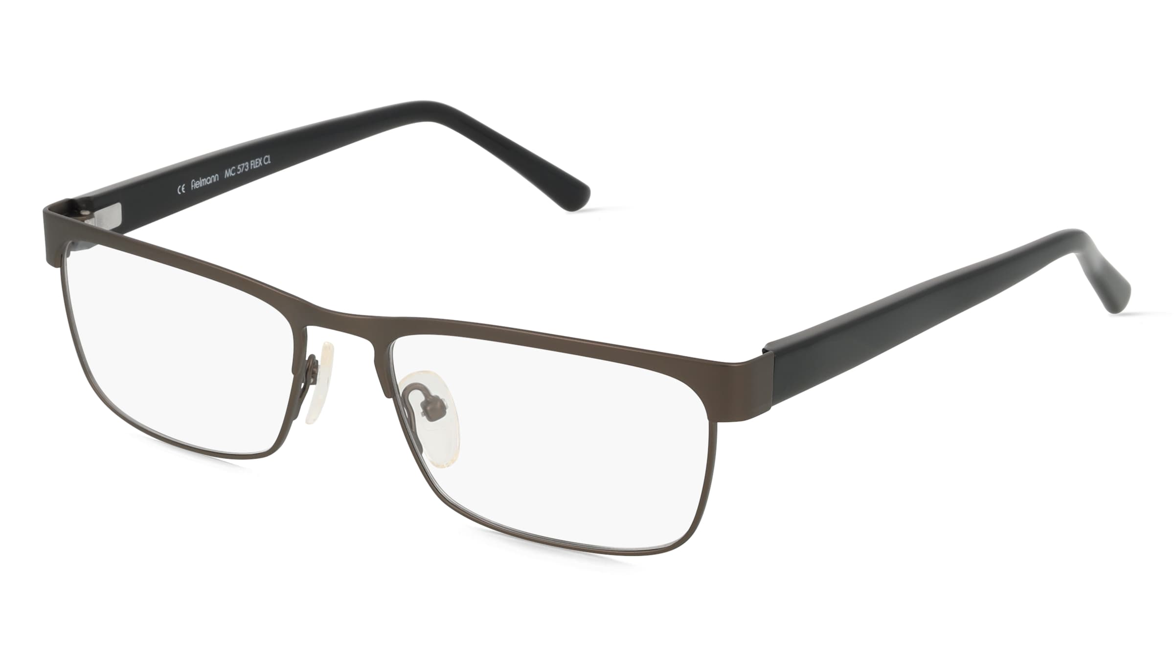Fielmann MC 573 FLEX CL Herren-Brille inkl. Gläser Vollrand Quadratisch Edelstahl-Gestell 52/16/140, Grau