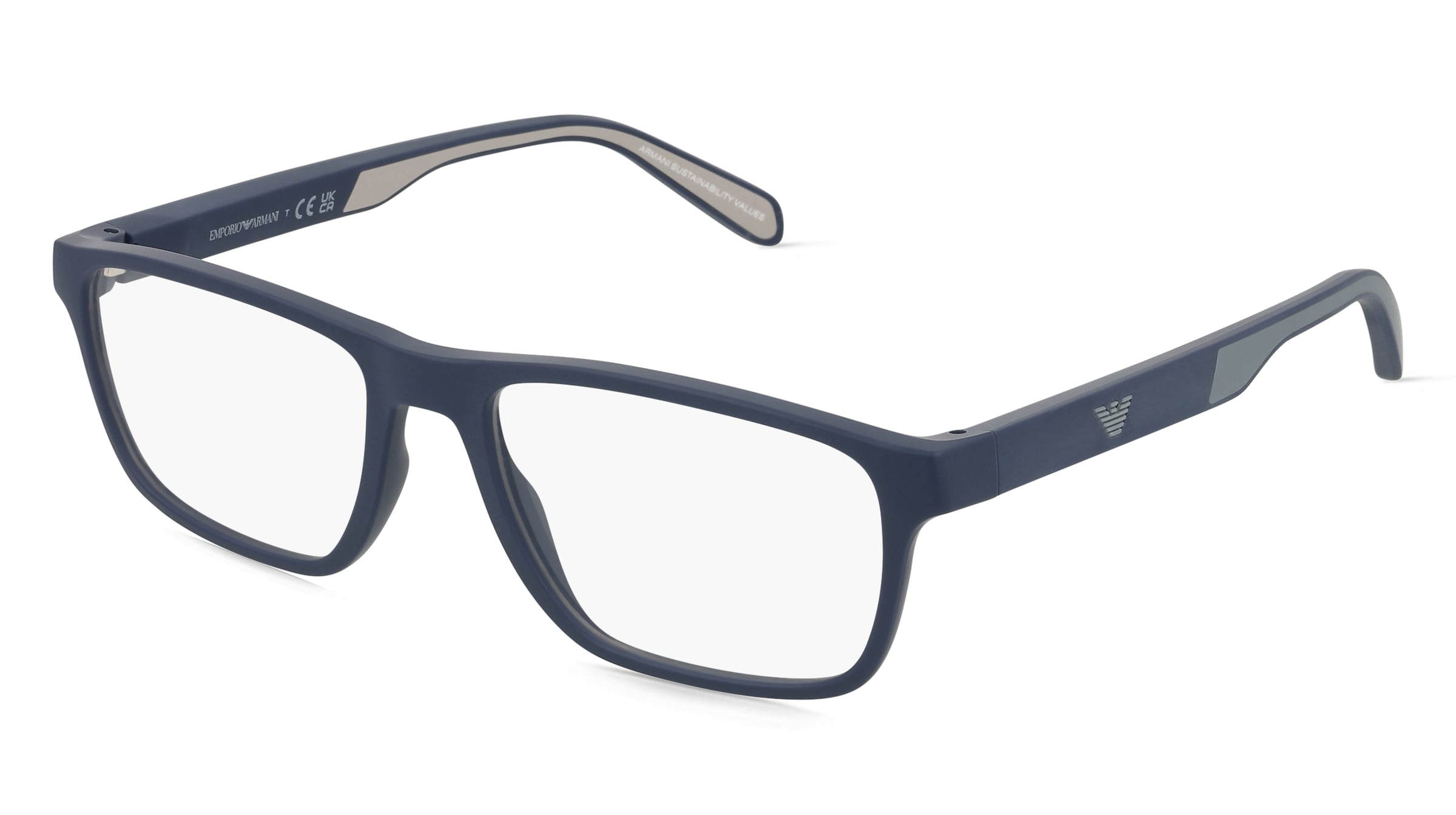 Emporio Armani 0EA3233 Herren-Brille inkl. Gläser Vollrand Eckig Kunststoff-Gestell 54/17/145, Blau