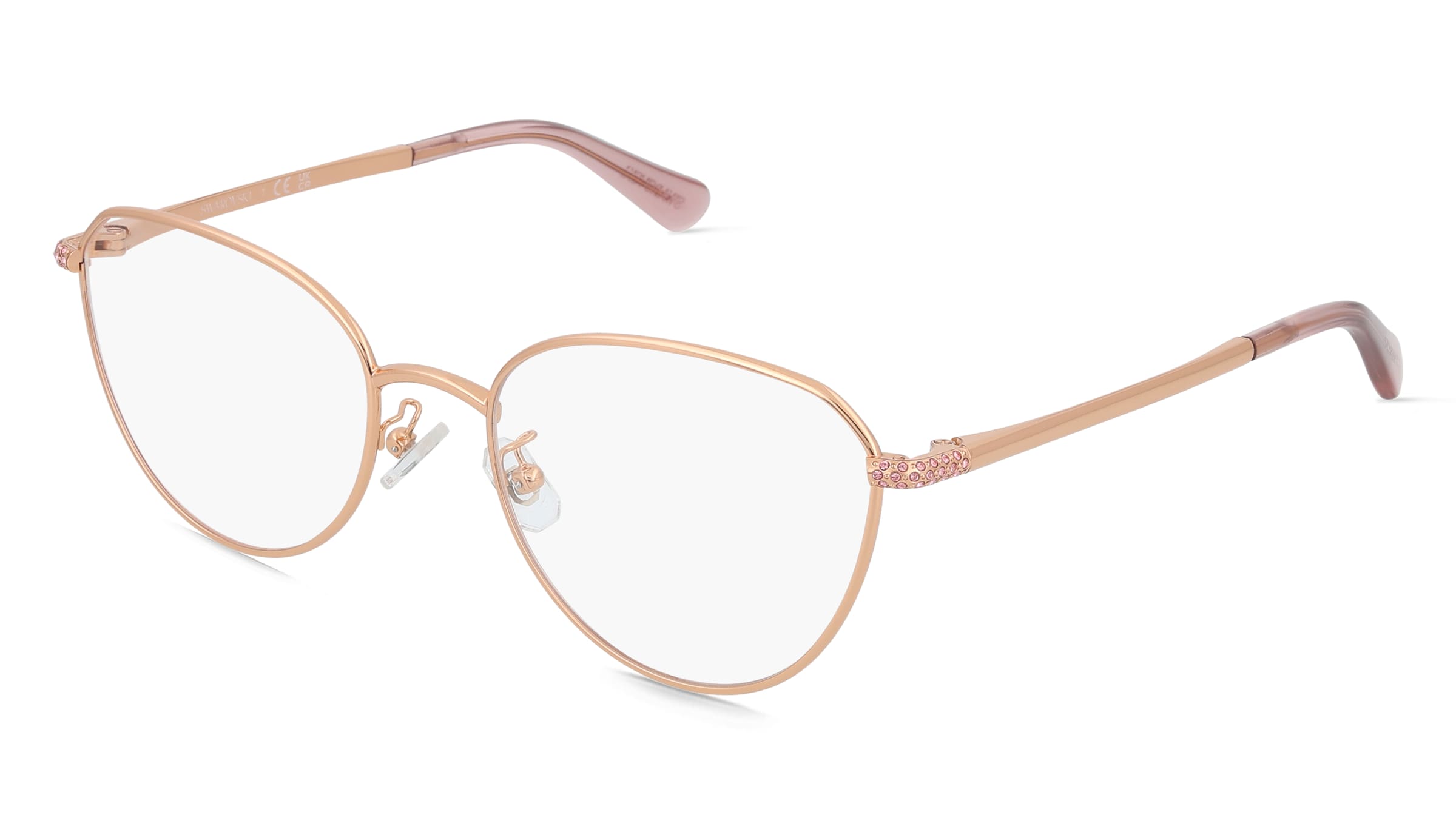 Swarovski SK1029D Damen-Brille inkl. Gläser Vollrand Rund Metall-Gestell 54/19/135, Gold