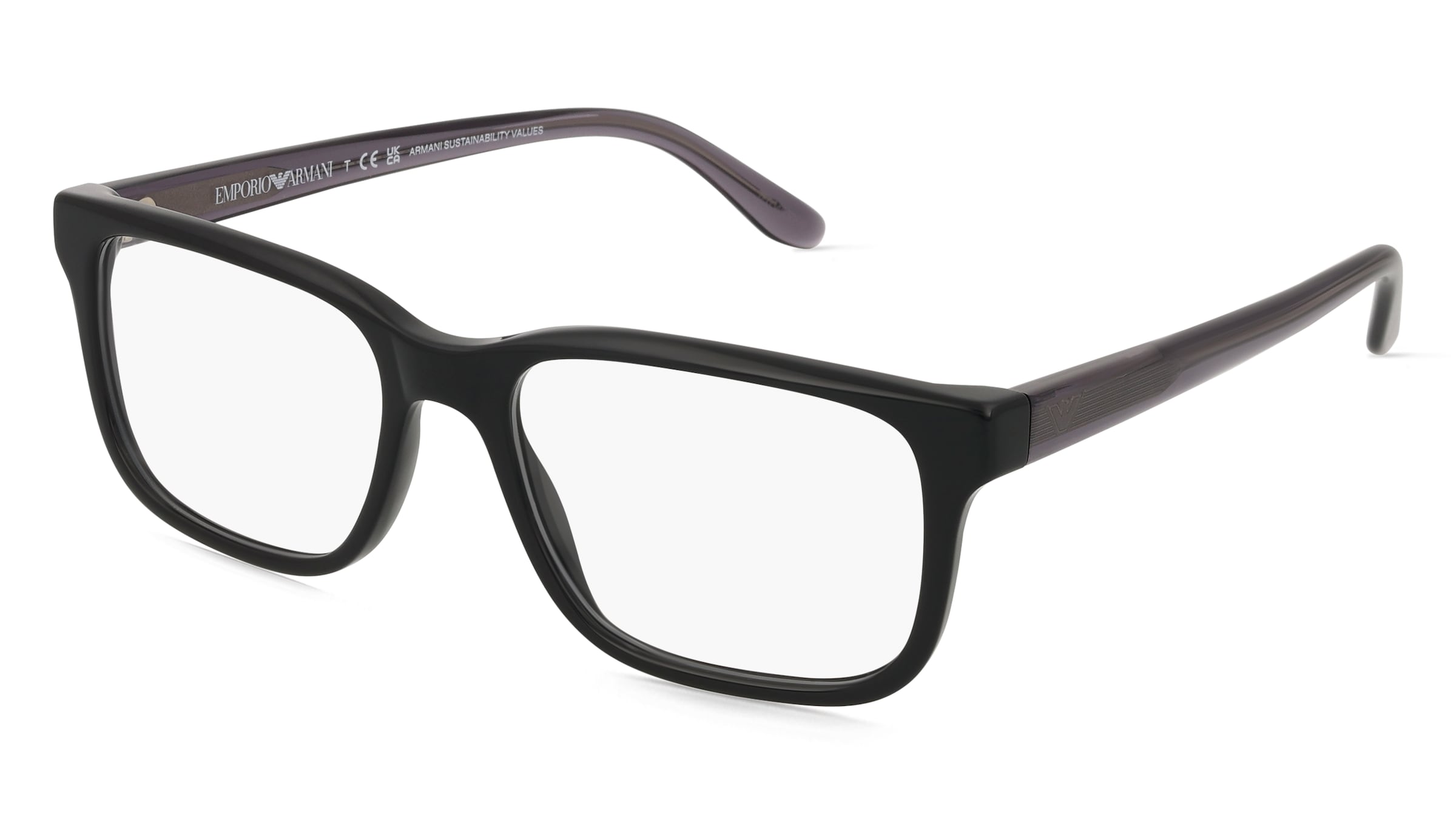 Emporio Armani 0EA3218 Herren-Brille inkl. Gläser Vollrand Quadratisch Acetat-Gestell 53/17/145, Schwarz