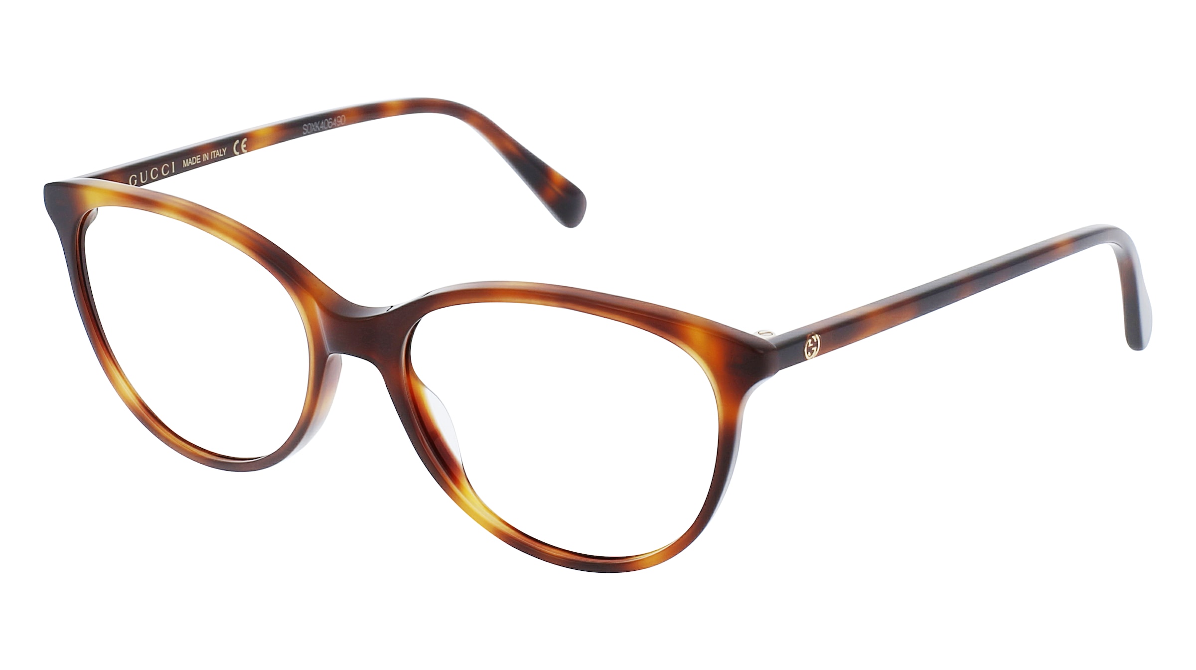 Gucci GG0550O Damen-Brille inkl. Gläser Vollrand Butterfly Acetat-Gestell 51/16/140, Havanna
