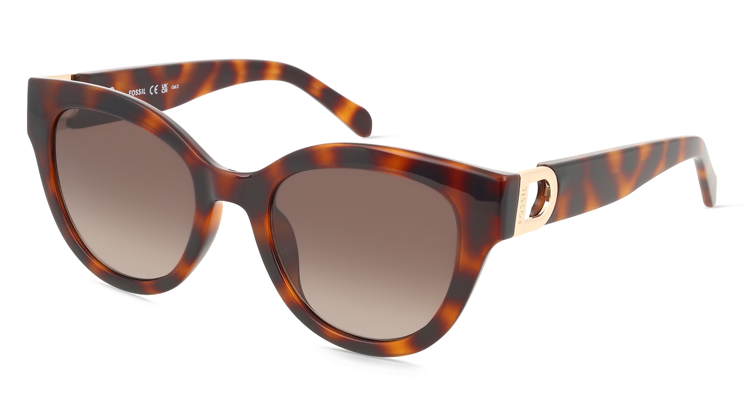 Fossil FOS 2162/G/S Damen-Sonnenbrille Vollrand Cat Eye Kunststoff-Gestell, Havanna