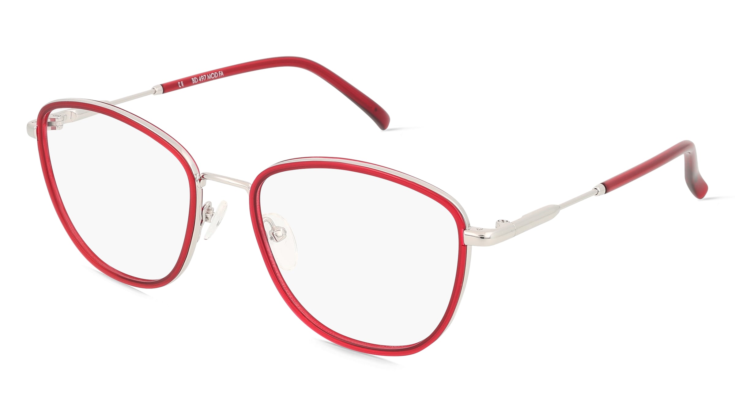 Fielmann BD 497 MOD FA Damen-Brille inkl. Gläser Vollrand Butterfly Edelstahl-Gestell 53/18/135, Silber