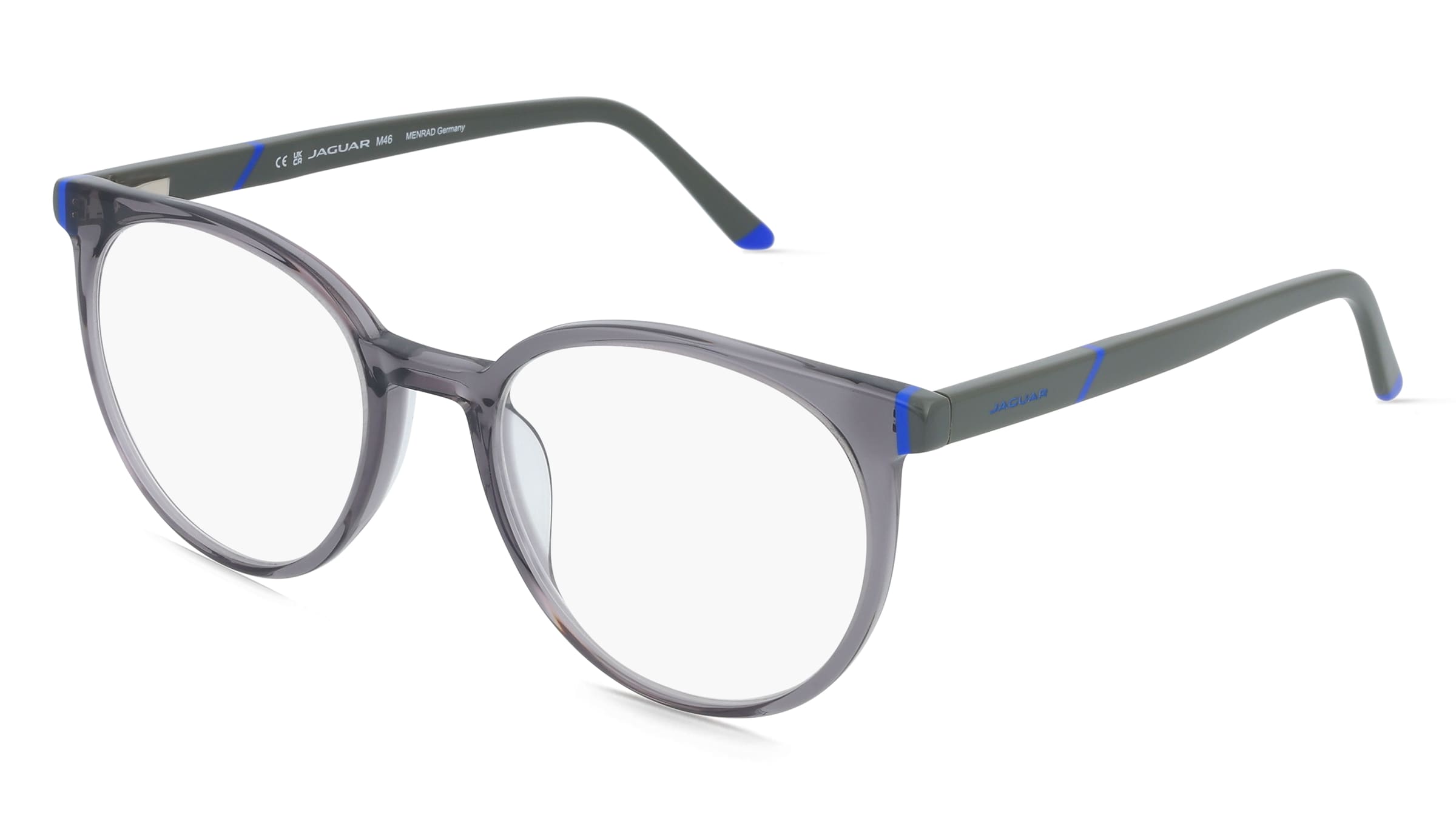 Jaguar J1528 Herren-Brille inkl. Gläser Vollrand Rund Acetat-Gestell 52/19/145, Grau