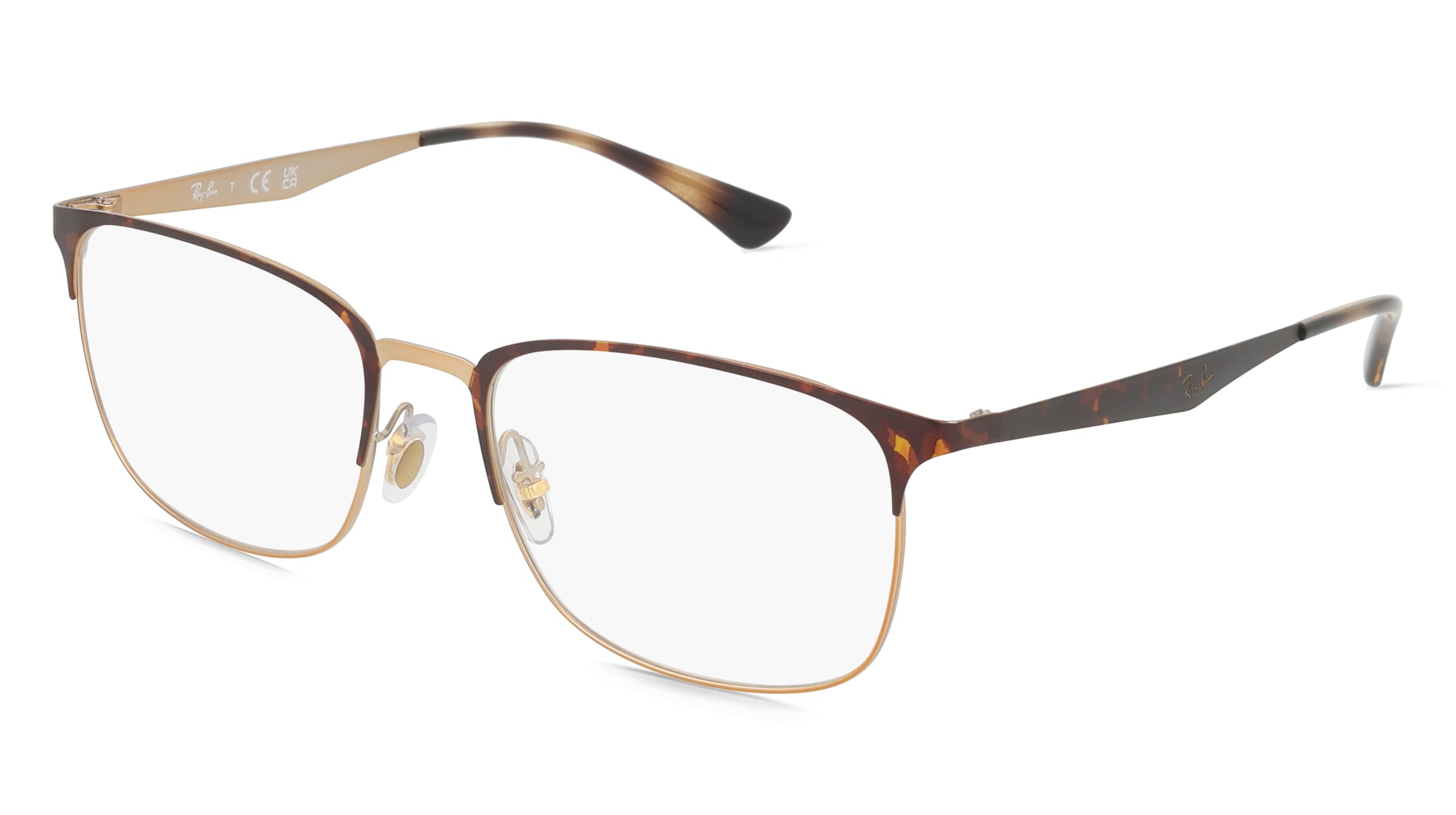 Ray-Ban RX6421 Unisex-Brille inkl. Gläser Halbrand Quadratisch Metall-Gestell 54/18/145, Gold