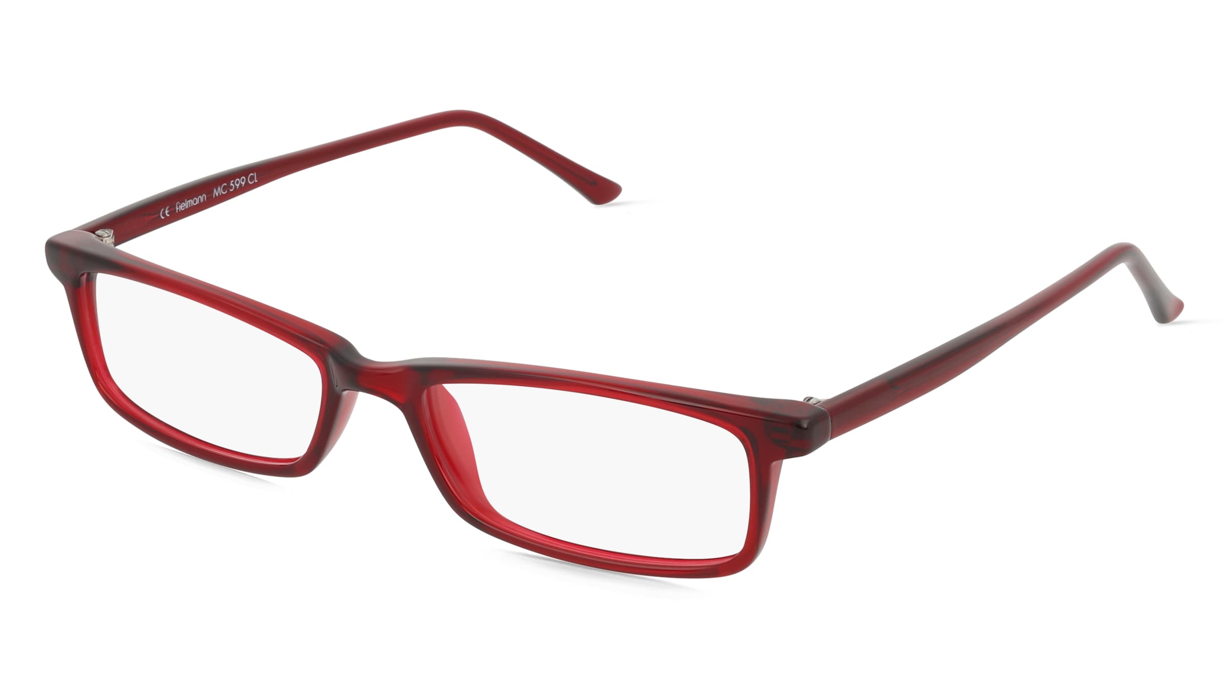 Fielmann MC 599 CL Unisex-Brille inkl. Gläser Vollrand Quadratisch Propionat-Gestell 50/16/135, Rot