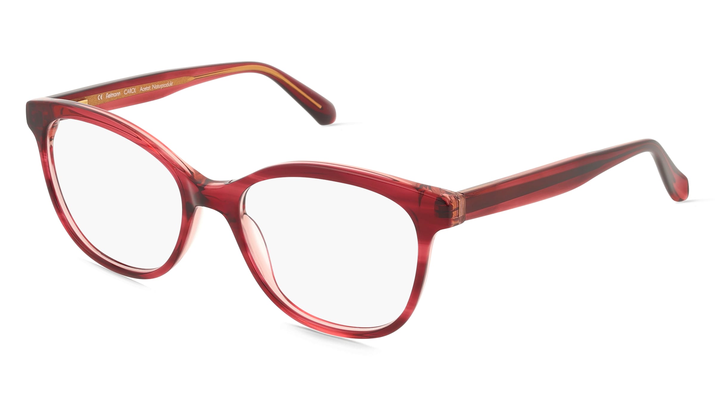 Fielmann ABC 083 FLEX FA CAROL Damen-Brille inkl. Gläser Vollrand Butterfly Acetat-Gestell 52/17/140, Rot