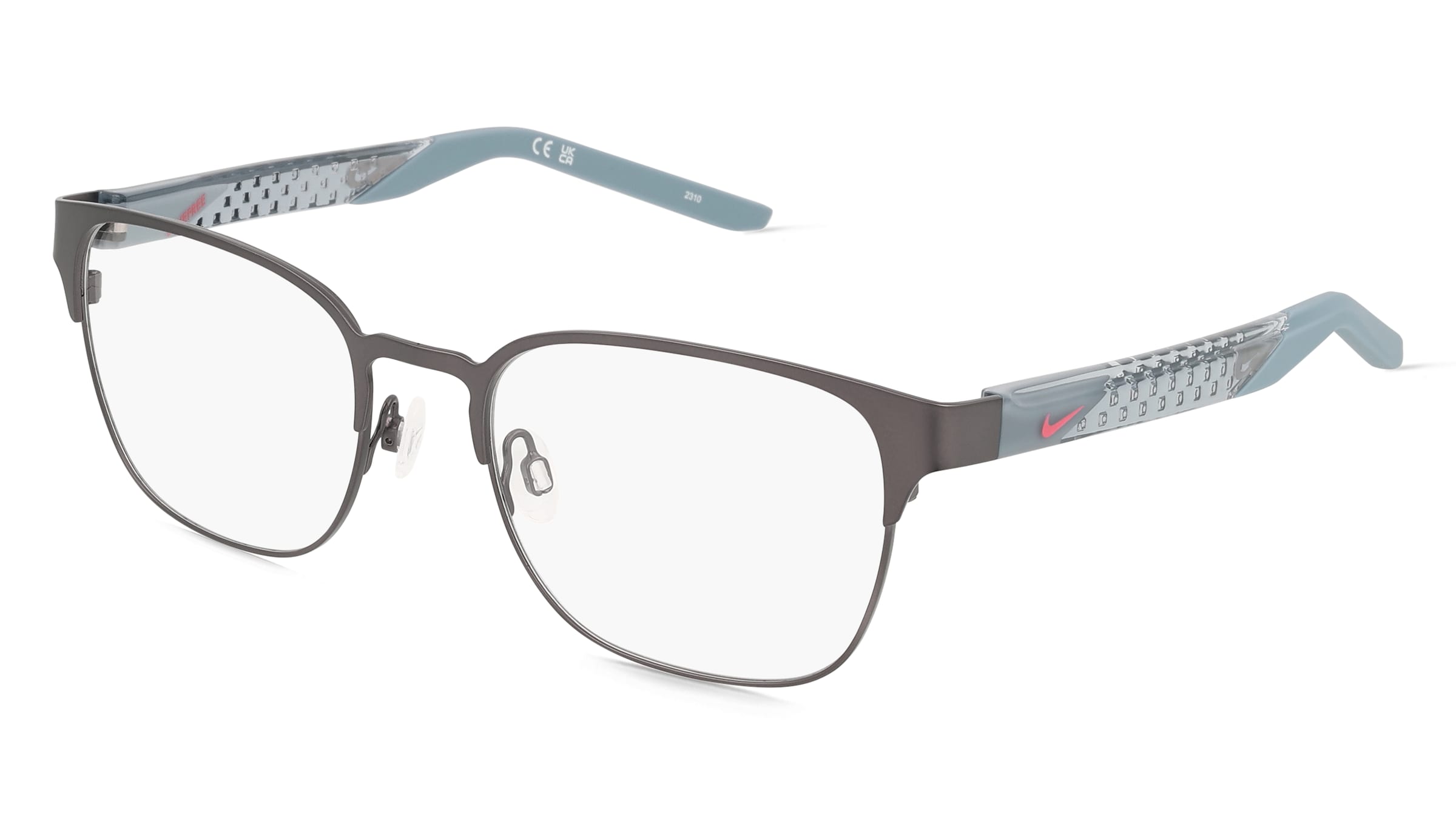 Nike 8156 Herren-Brille inkl. Gläser Vollrand Quadratisch Metall-Gestell 52/19/140, Grau