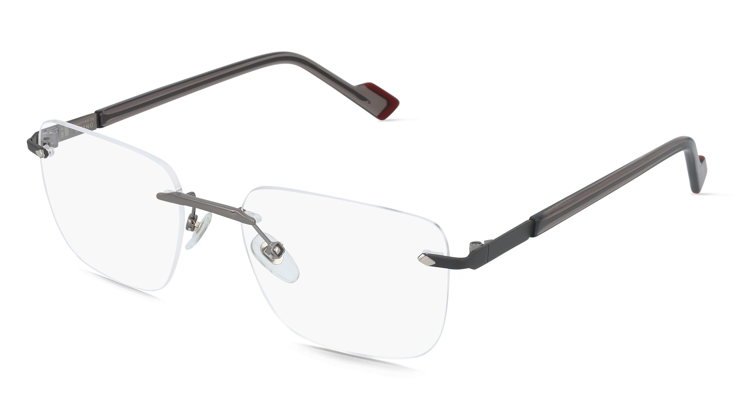 Sting VST552 Herren-Brille inkl. Gläser Randlos Quadratisch Metall-Gestell 55/19/145, Grau