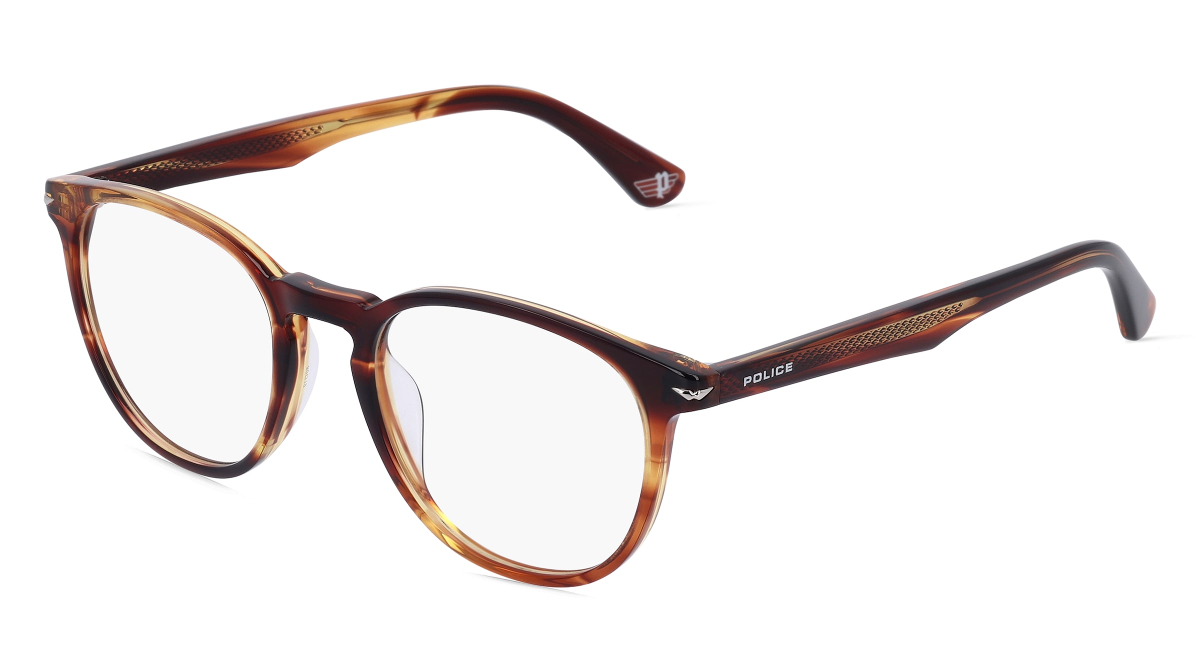 Police VPLG72 Herren-Brille inkl. Gläser Vollrand Panto Acetat-Gestell 50/19/145, Havanna