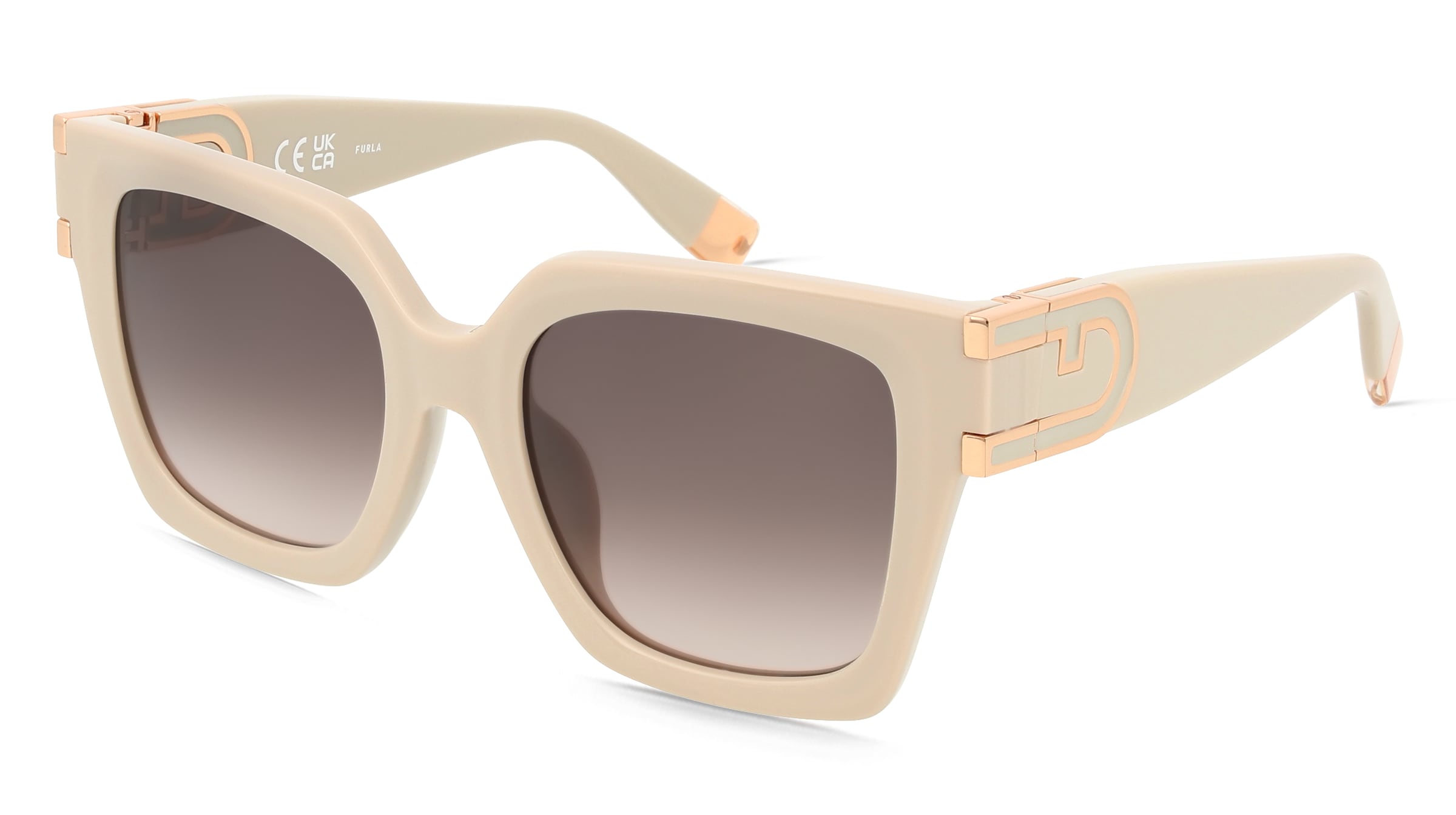 Furla SFU878 Damen-Sonnenbrille Vollrand Quadratisch Kunststoff-Gestell, Beige