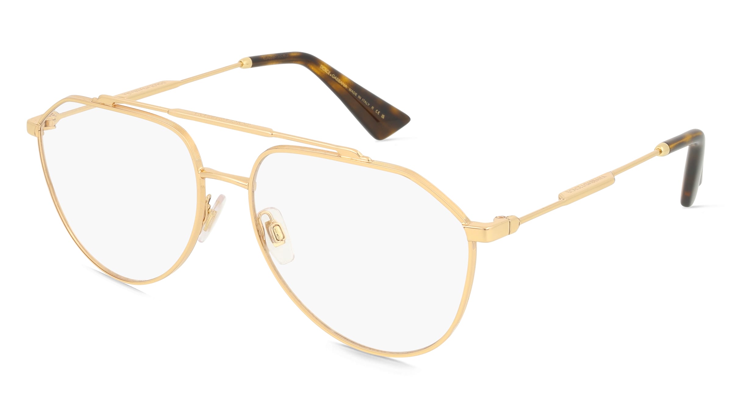 Dolce&amp;Gabbana 0DG1353 Herren-Brille inkl. Gläser Vollrand Pilot Metall-Gestell 57/16/145, Gold