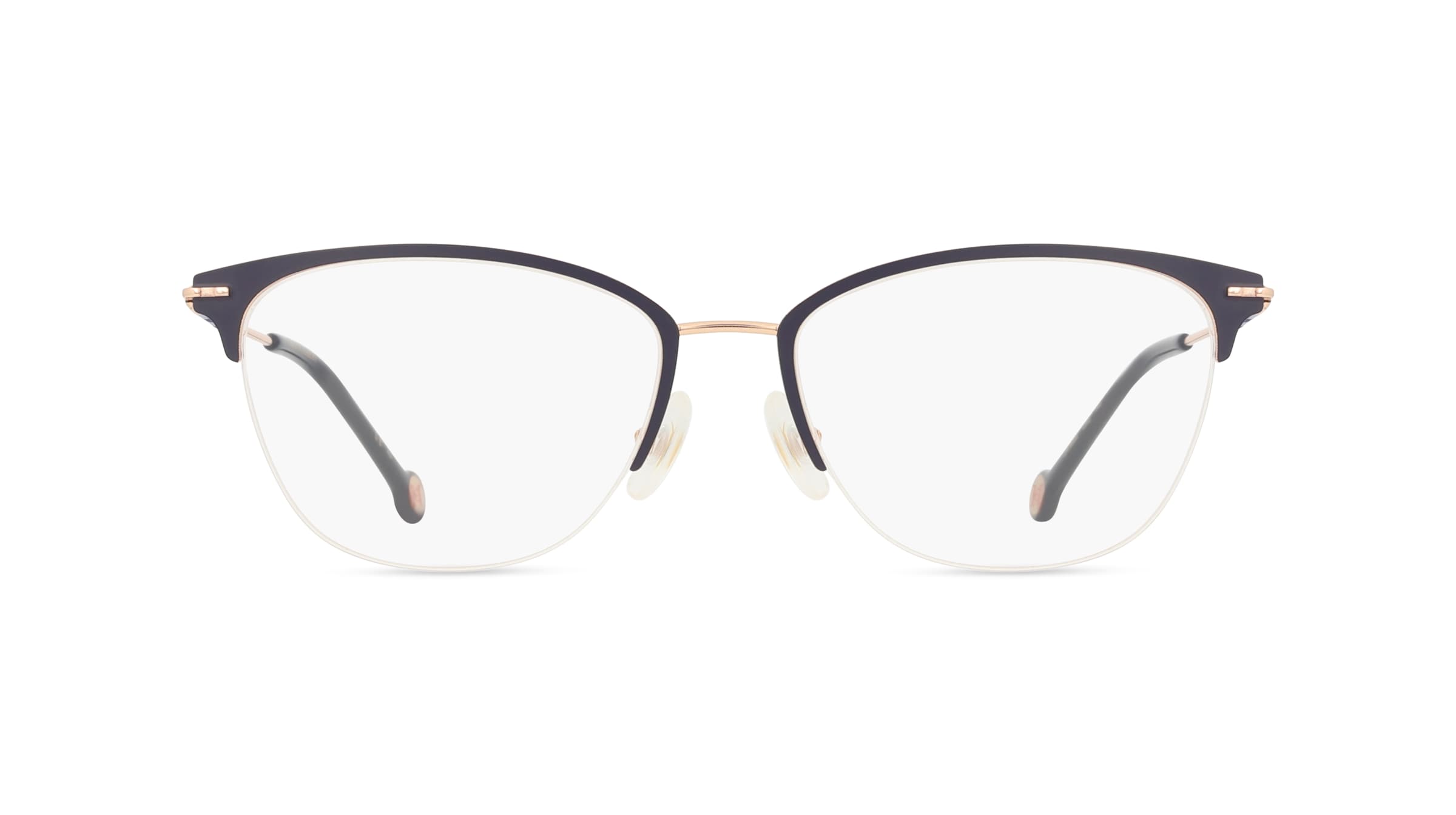 Carolina Herrera CH0038 Damen-Brille inkl. Gläser Halbrand Browline Metall-Gestell 54mm/17mm/140mm, blau