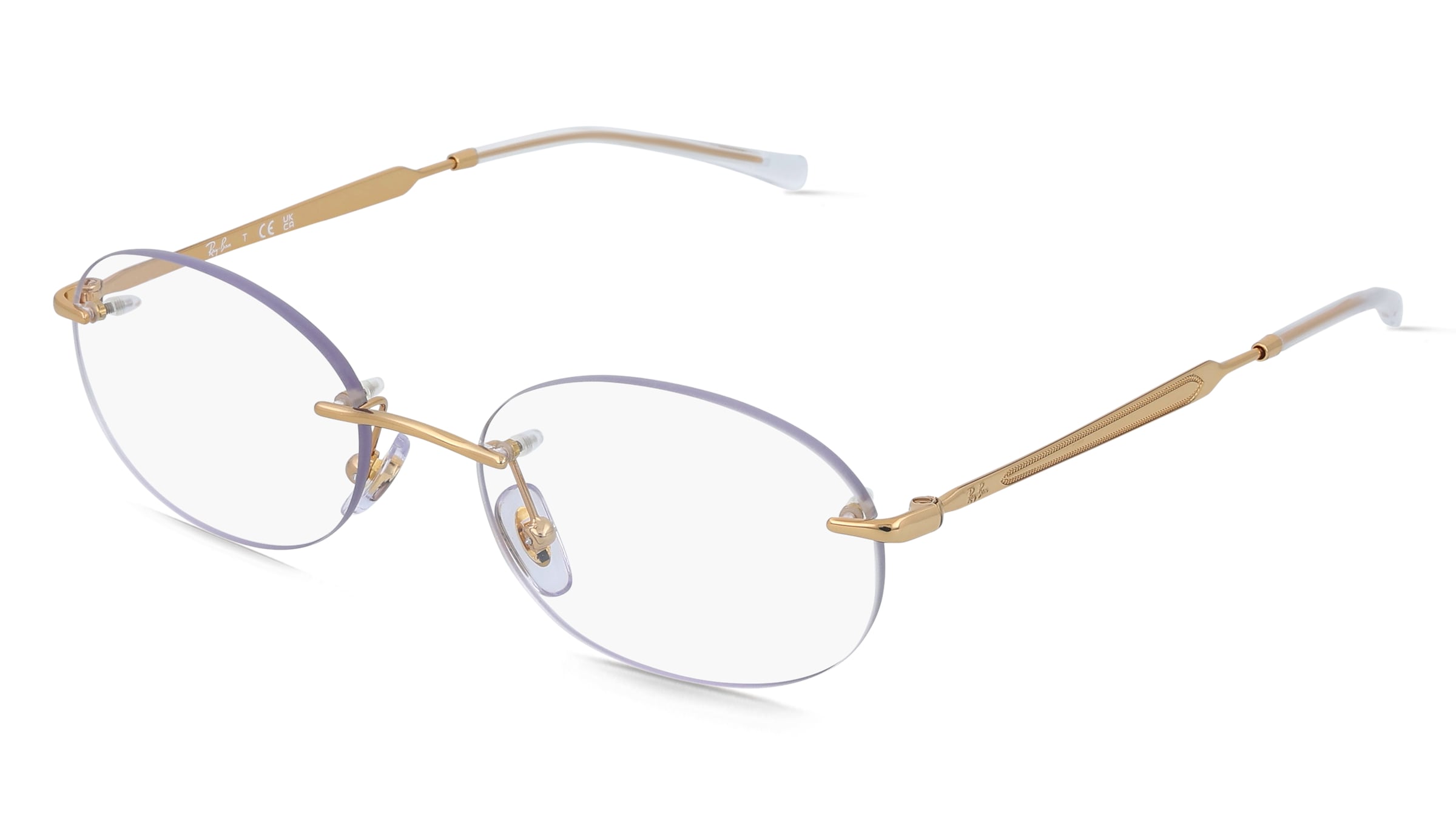 Ray-Ban 0RX3767V Unisex-Brille inkl. Gläser Randlos Oval Metall-Gestell 52/18/145, Gold