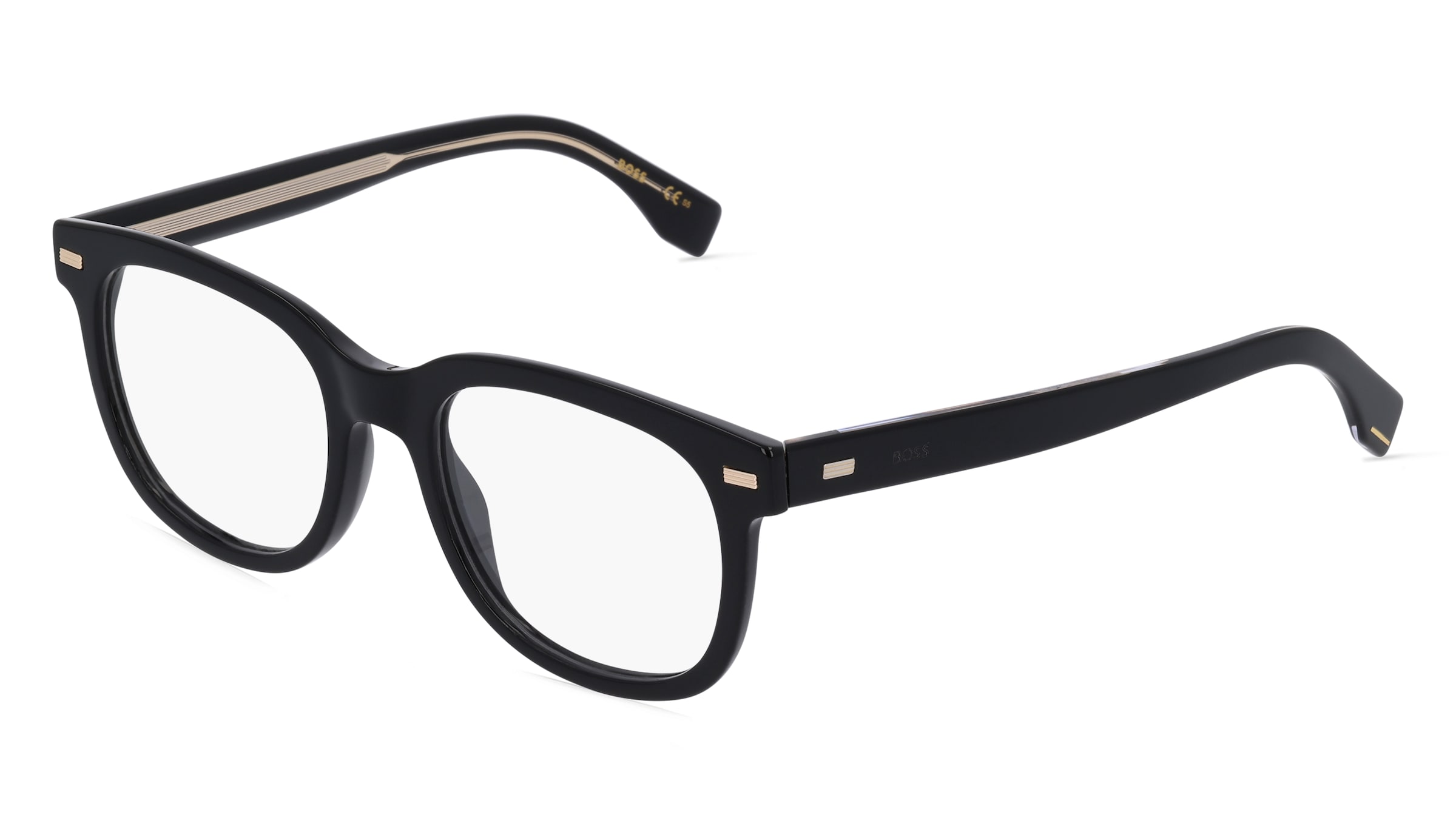Boss 1444/N Herren-Brille inkl. Gläser Vollrand Quadratisch Acetat-Gestell 52/20/145, Schwarz