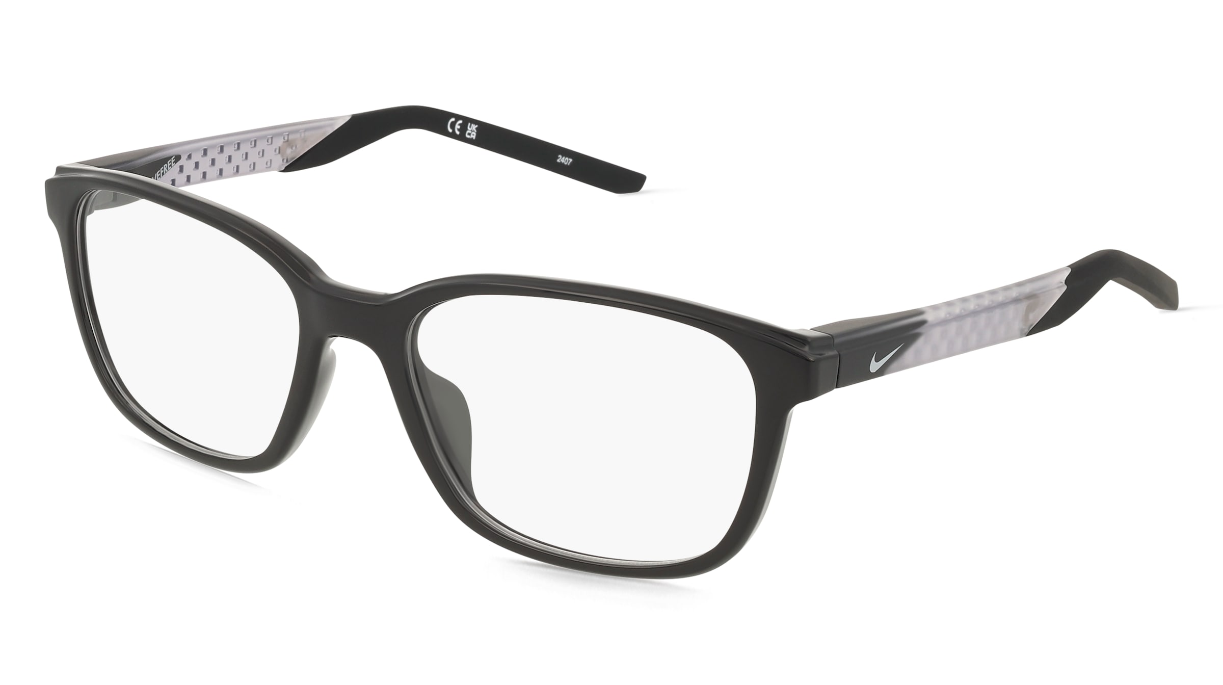 Nike 7278 Unisex-Brille inkl. Gläser Vollrand Quadratisch Kunststoff-Gestell 55/18/145, Schwarz