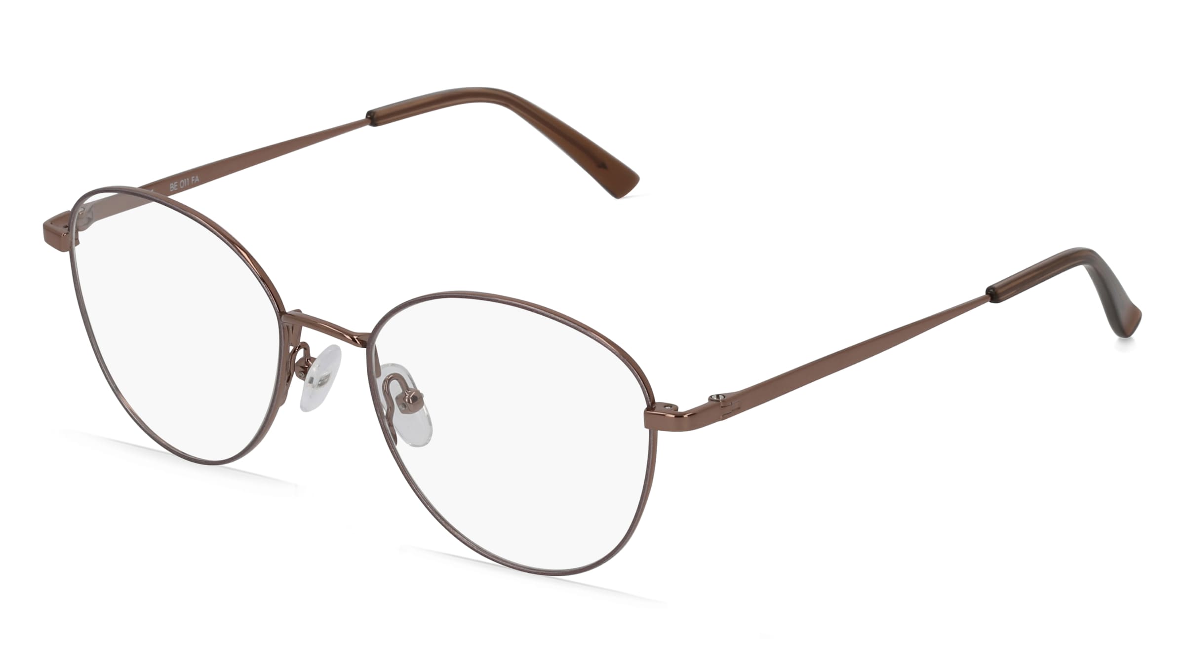 Fielmann BE 011 FA Unisex-Brille inkl. Gläser Vollrand Panto Edelstahl-Gestell 49/18/135, Braun