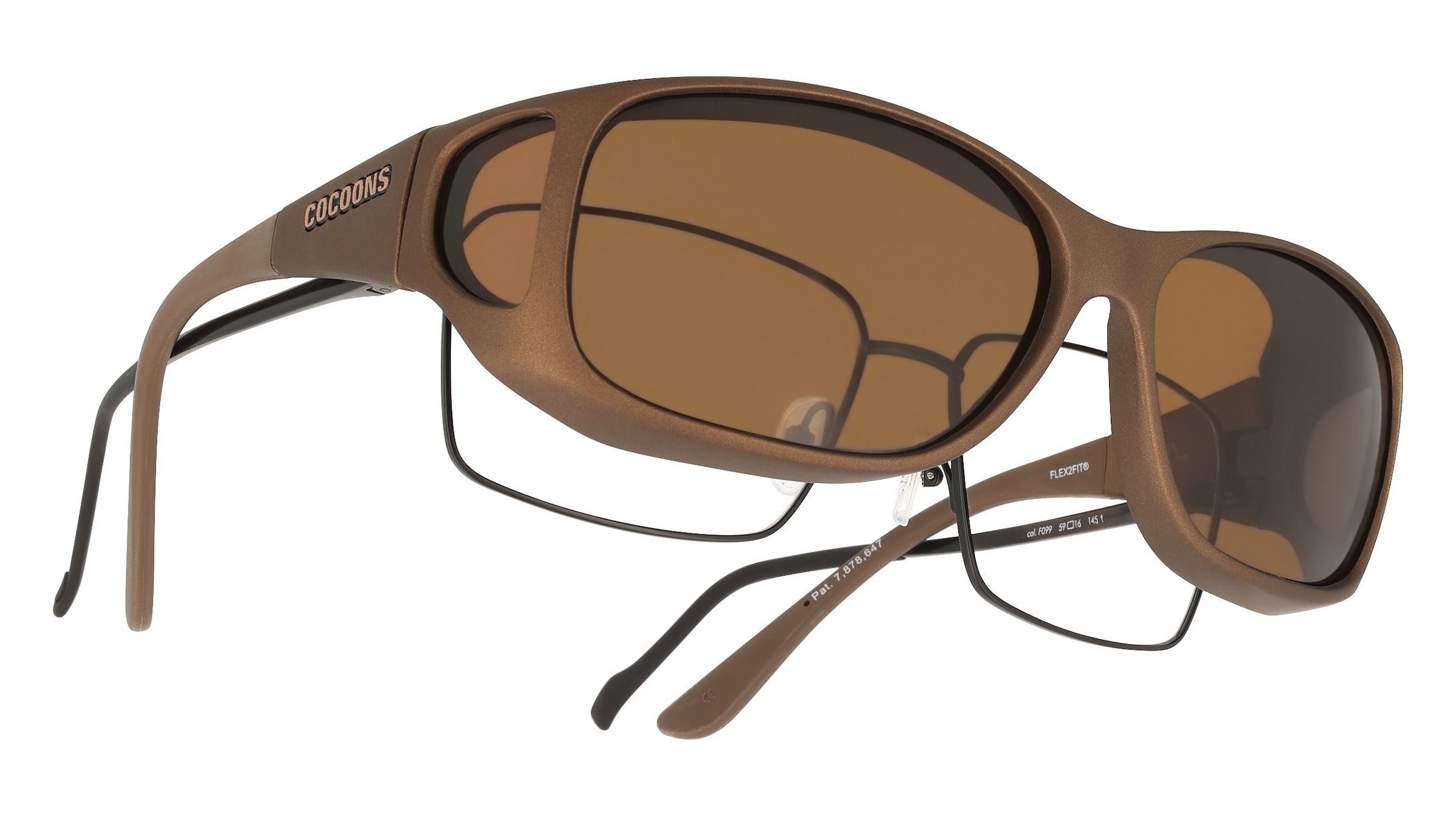 Cocoons Fitover MX Unisex-Sonnenbrille Vollrand Eckig Kunststoff-Gestell, braun