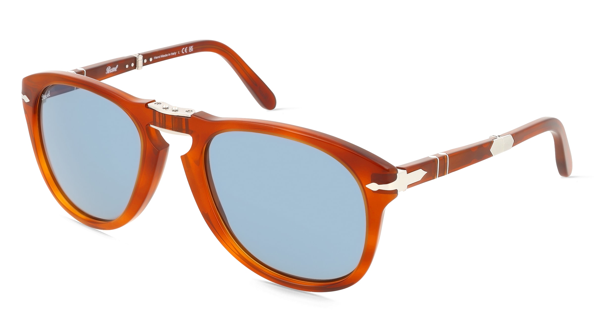 Persol PO0714SM Herren-Sonnenbrille Vollrand Pilot Acetat-Gestell, Havanna