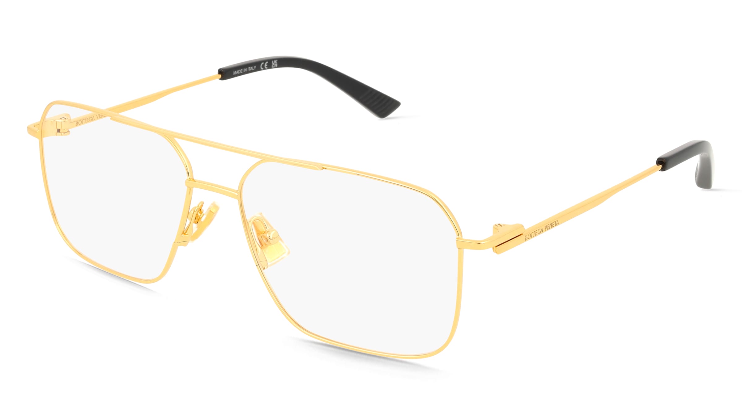Bottega Veneta BV1384O Herren-Brille inkl. Gläser Vollrand Pilot Metall-Gestell 58/15/145, Gold