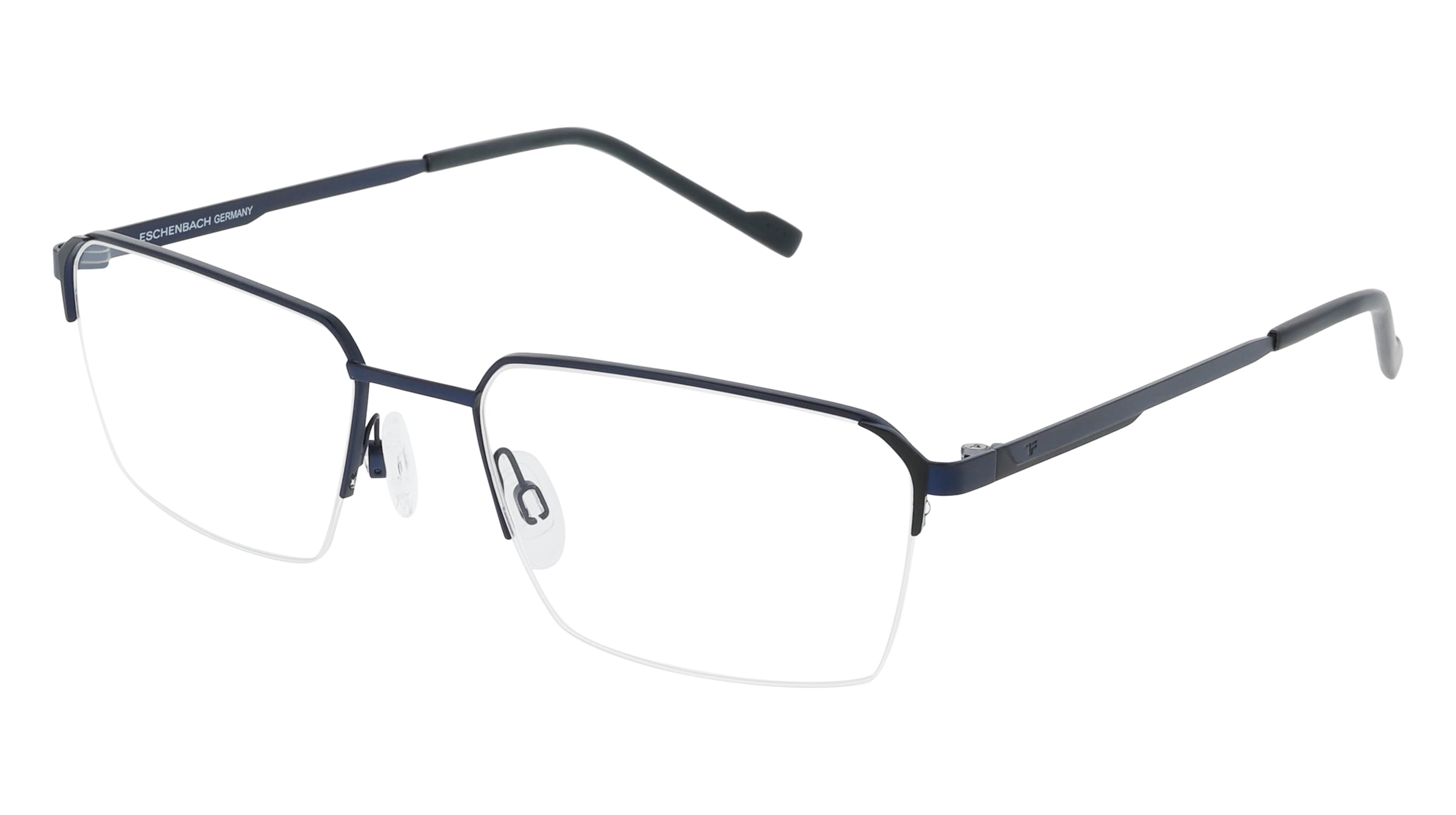 Eschenbach 820985 Herren-Brille inkl. Gläser Halbrand Quadratisch Titan-Gestell 56/19/145, Blau