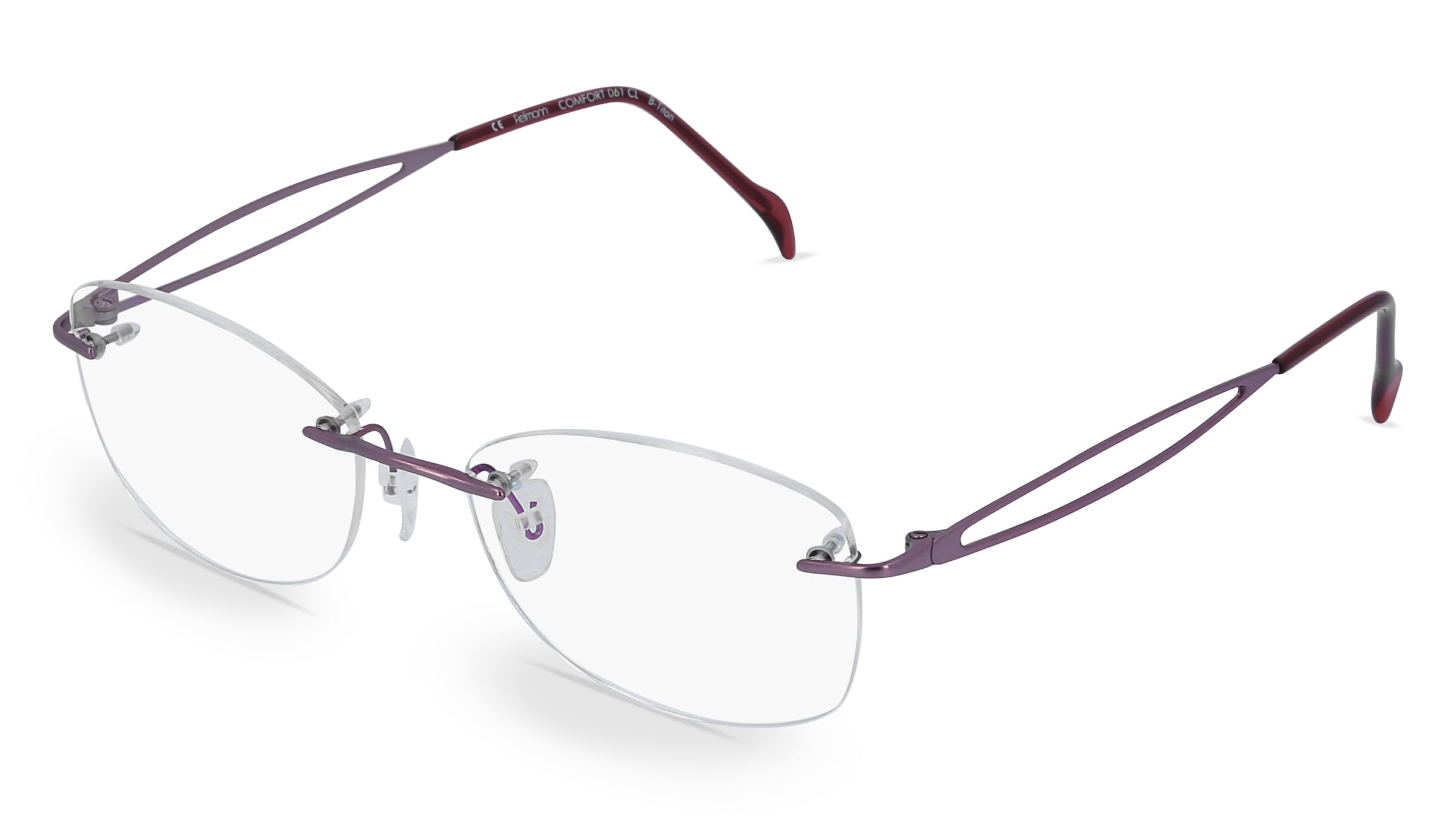 Fielmann COMFORT 061 CL Damen-Brille inkl. Gläser Randlos Quadratisch Titan-Gestell 52/17/140, Pink