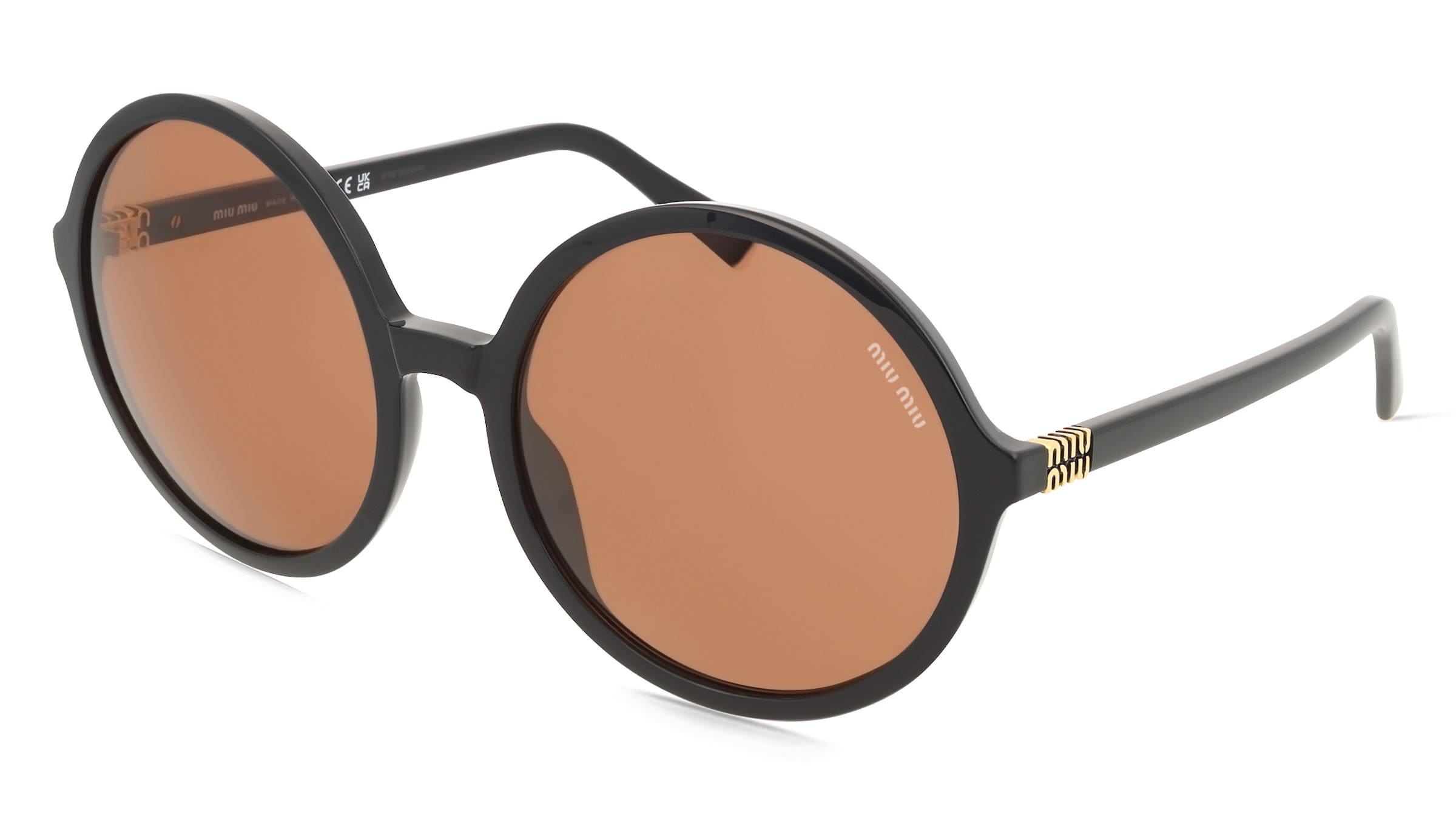 Miu Miu 0MU B02S Damen-Sonnenbrille Vollrand Rund Acetat-Gestell, Schwarz