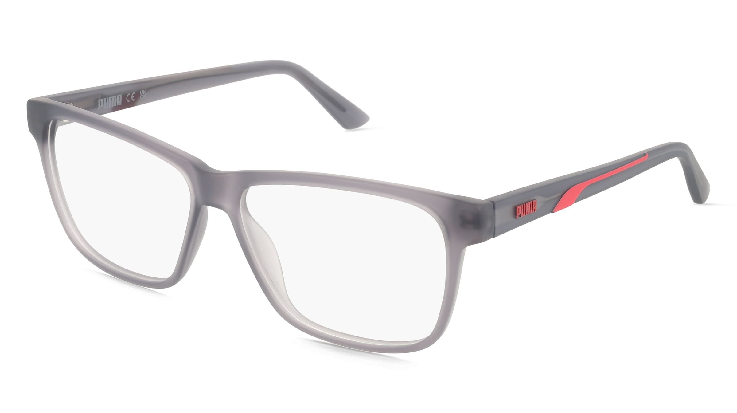 Puma PU0470O Unisex-Brille inkl. Gläser Vollrand Quadratisch Kunststoff-Gestell 57/14/145, Grau