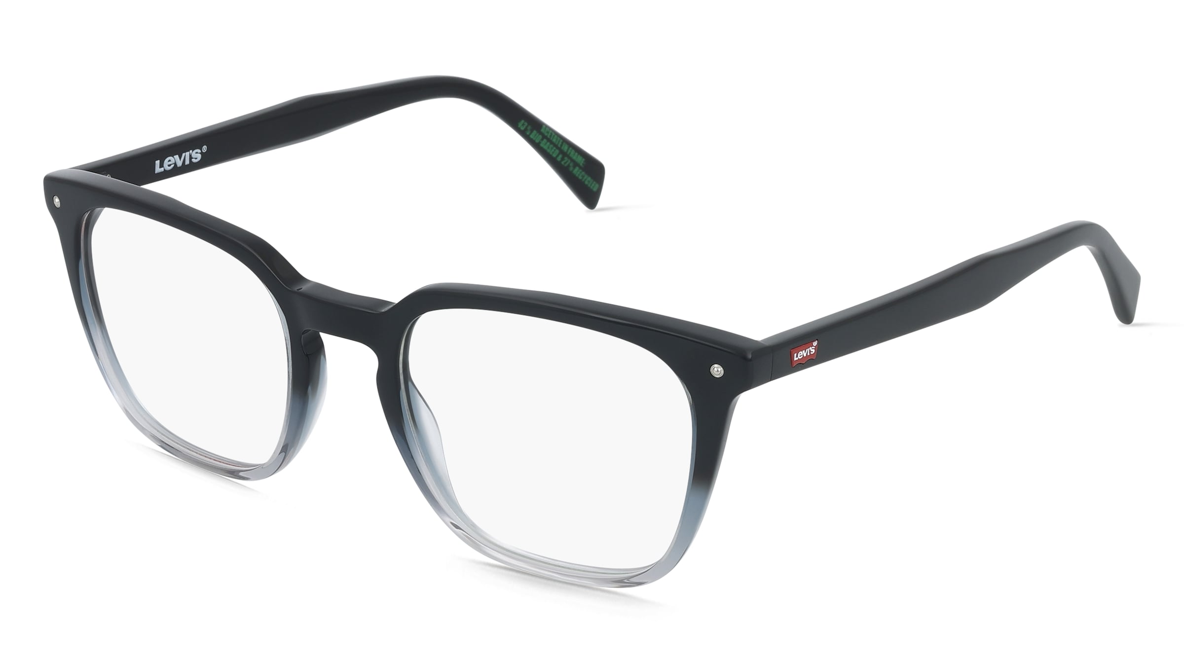 Levi’s LV 5078 Unisex-Brille inkl. Gläser Vollrand Eckig Acetat-Gestell 50/21/145, Schwarz