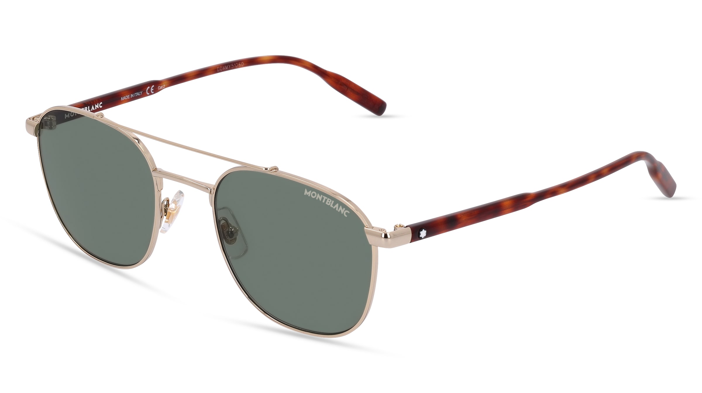 Kering Eyewear Montblanc MB0114S Herren-Sonnenbrille Vollrand Pilot Metall-Gestell, Gold