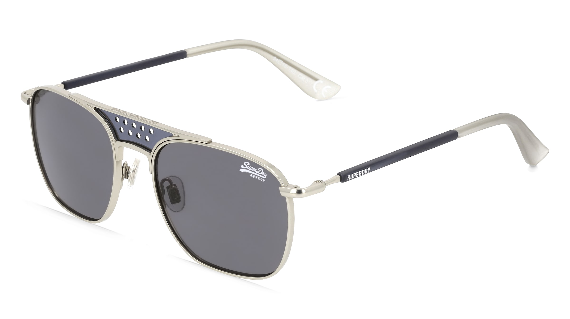 BoDe Design Superdry TROPHY Herren-Sonnenbrille Vollrand Eckig Metall-Gestell, silber