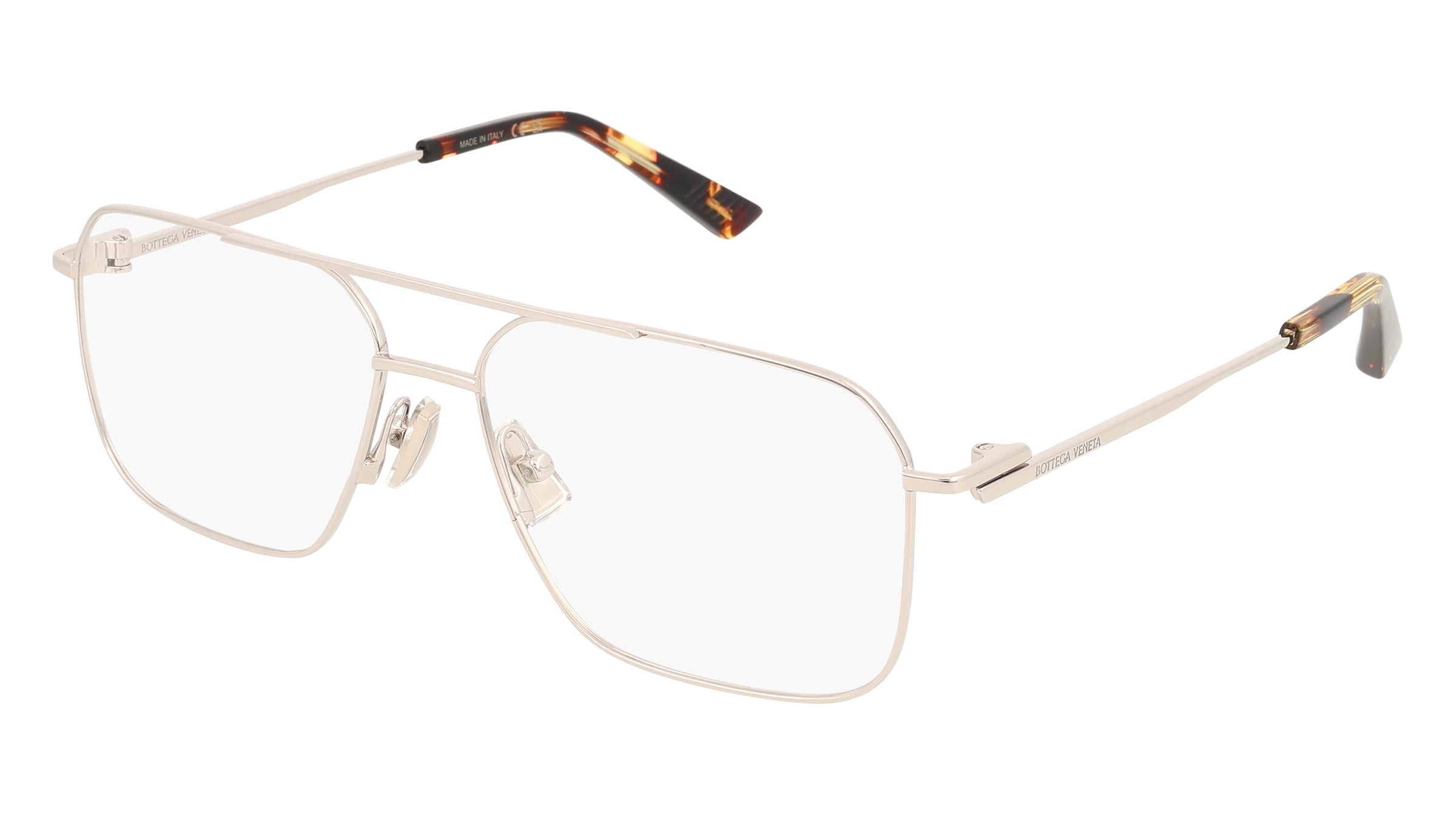 Bottega Veneta BV1384O Herren-Brille inkl. Gläser Vollrand Pilot Metall-Gestell 58/15/145, Silber