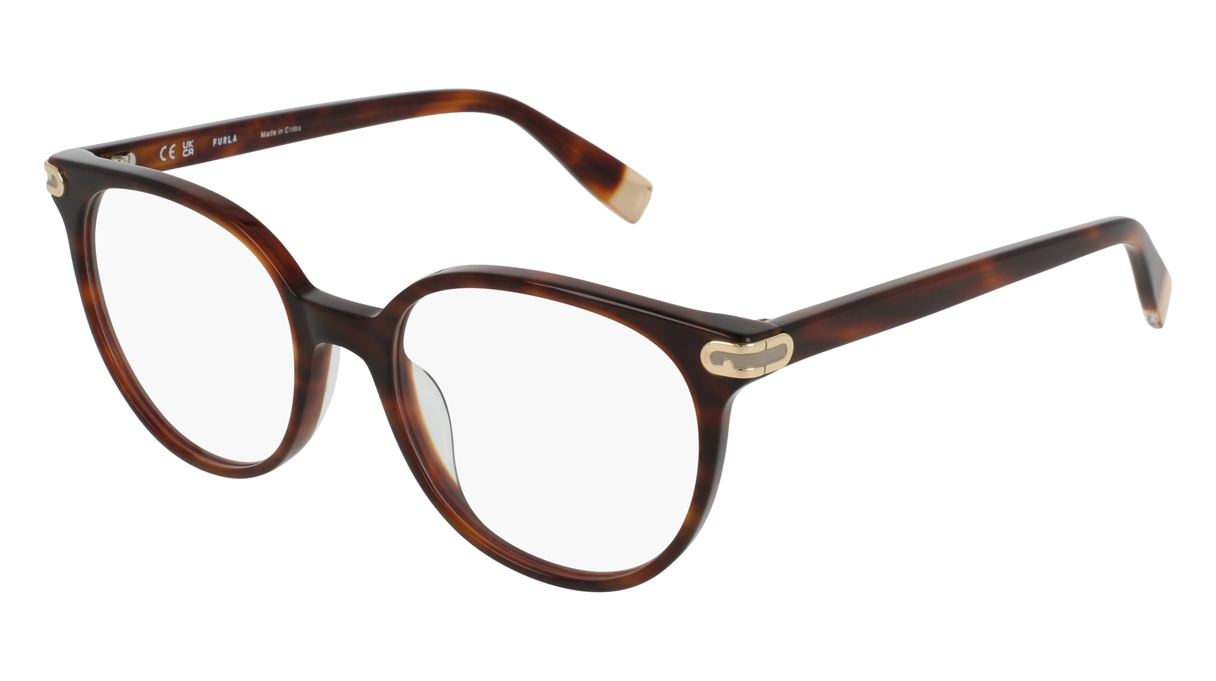 Furla VFUA97 Damen-Brille inkl. Gläser Vollrand Panto Kunststoff-Gestell 51/18/140, Havanna