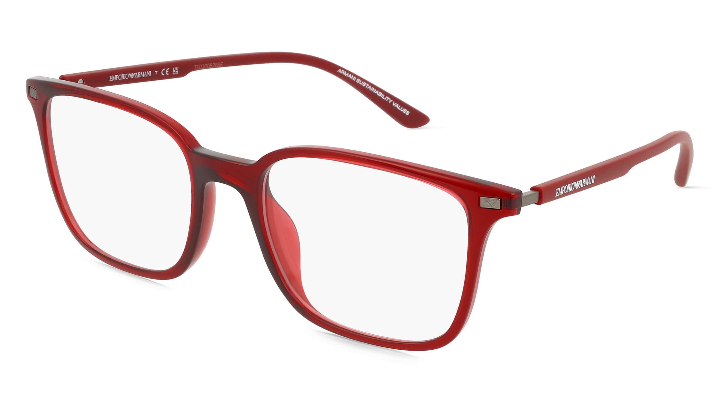 Emporio Armani 0EA3242U Herren-Brille inkl. Gläser Vollrand Quadratisch Kunststoff-Gestell 54/19/145, Rot