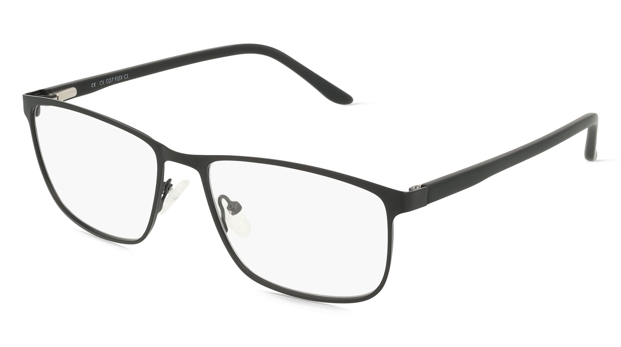 Fielmann OL 027 FLEX CL ERIK Herren-Brille inkl. Gläser Vollrand Quadratisch Edelstahl-Gestell 55/17/145, Schwarz