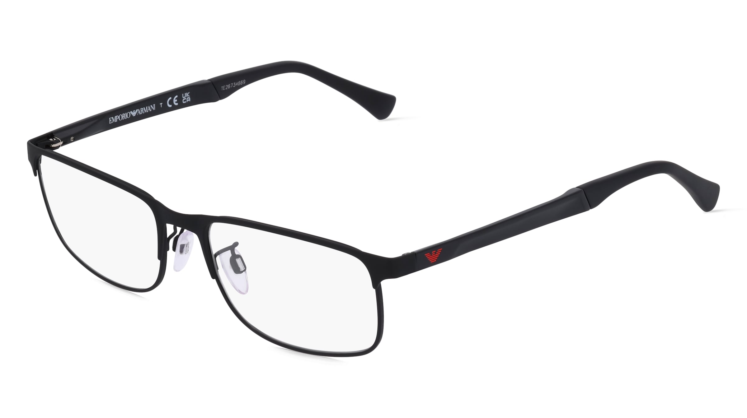 Emporio Armani EA1112 Herren-Brille inkl. Gläser Halbrand Quadratisch Metall-Gestell 56/18/145, Schwarz