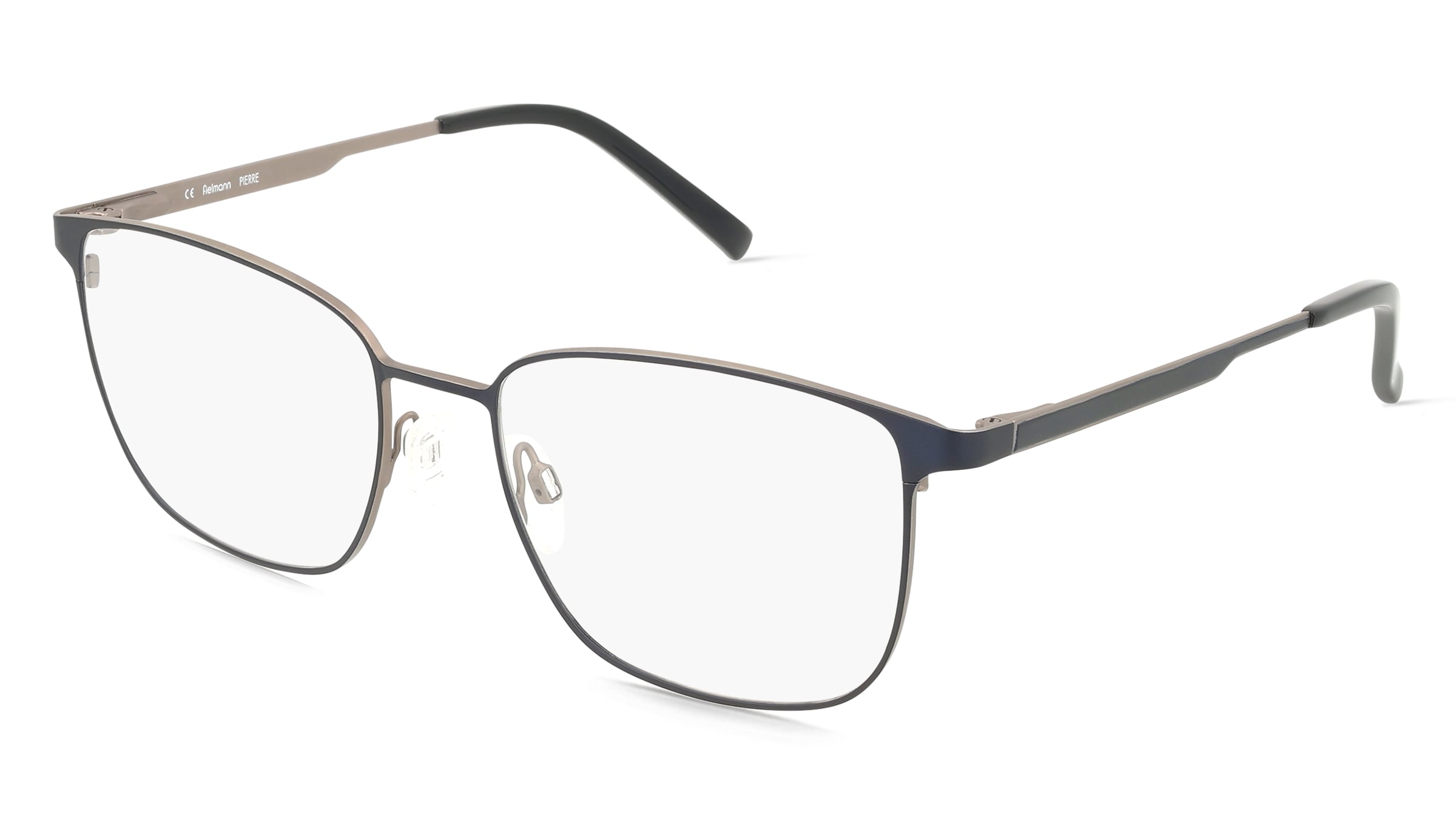 Fielmann ABC 104 FLEX CL PIERRE Herren-Brille inkl. Gläser Vollrand Quadratisch Edelstahl-Gestell 54/18/140, Blau